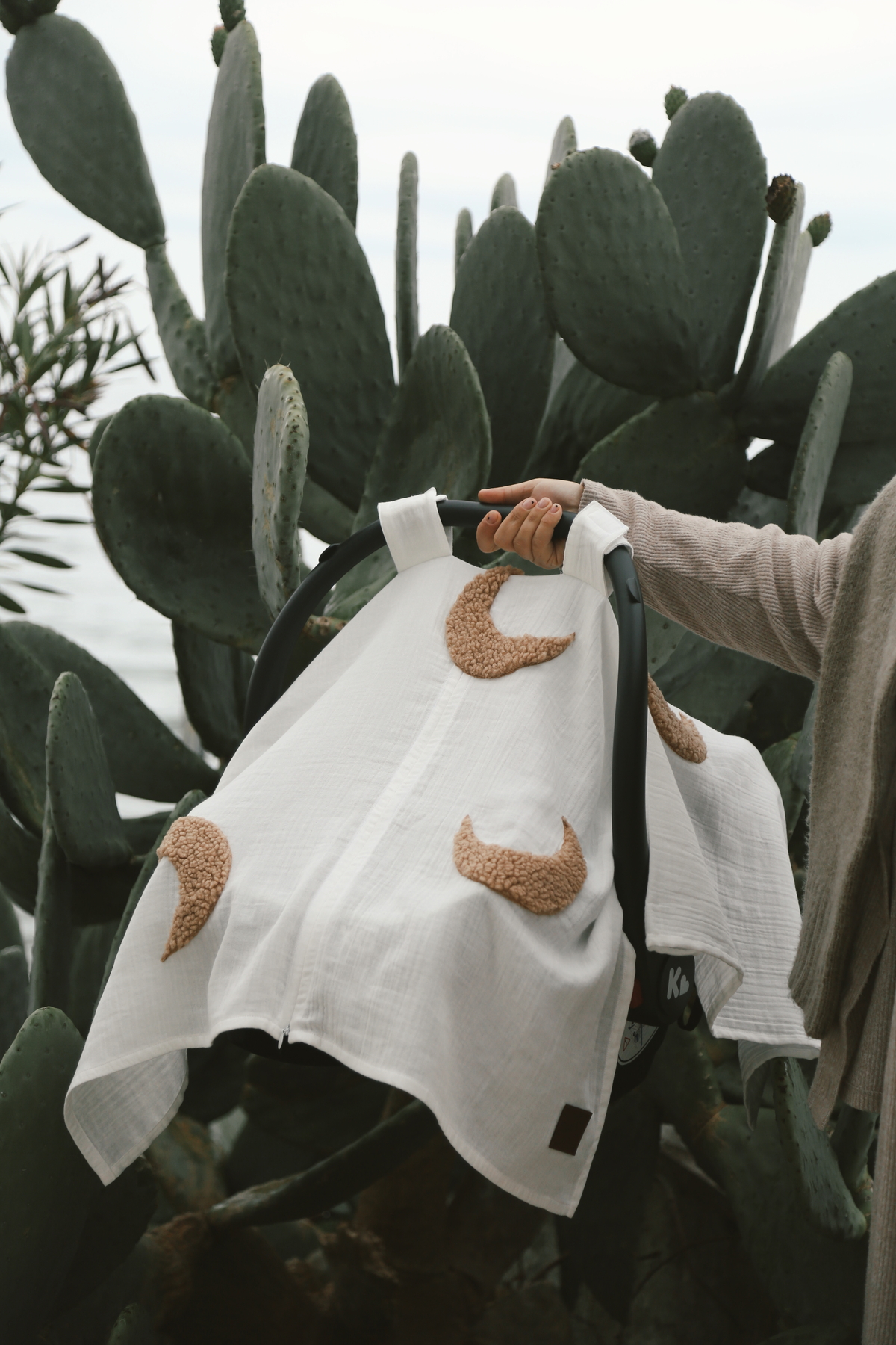 DERY BABY Teddy Ay Fermuarlı 2 Kat Müslin Puset Örtüsü fotoğrafı 5 (önizleme)