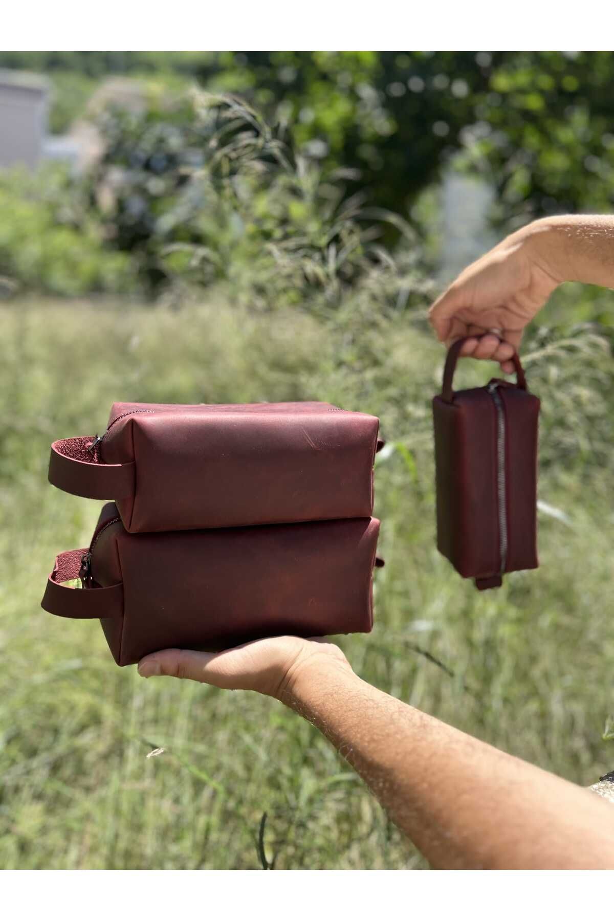 VİİDAKKO Hakiki Deri Erkek El Çantası Dopp Kit