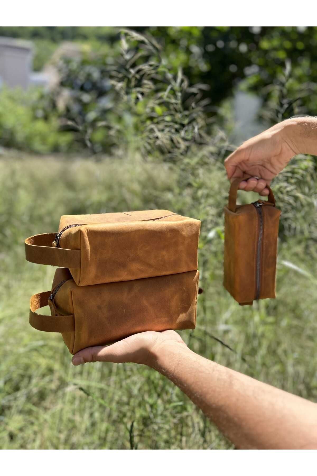 VİİDAKKO Hakiki Deri Erkek El Çantası Dopp Kit