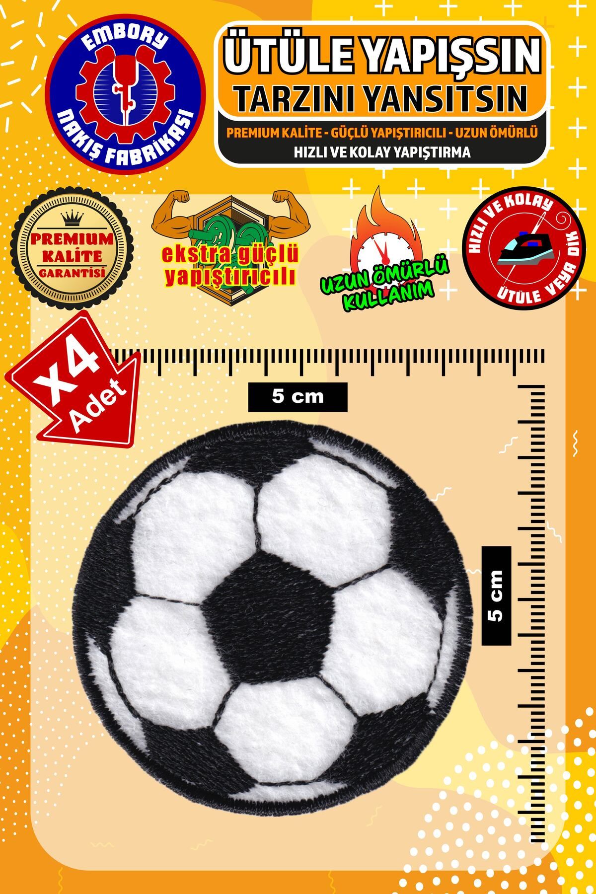 Embory-Patch de armă adeziv și minge de fotbal (4 bucăți) aplicate într-o singură tijă Patch de broderie 1