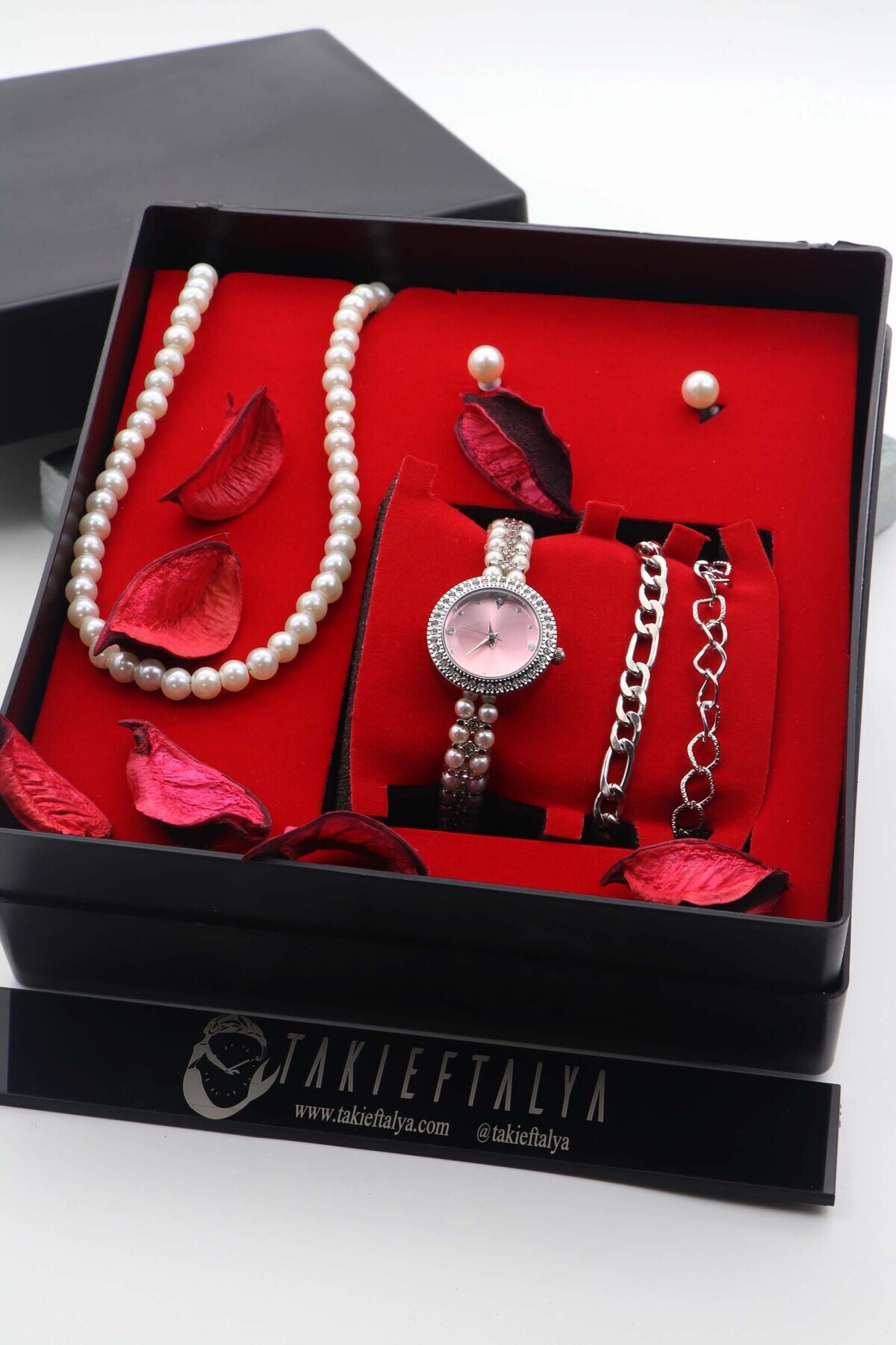 nw northwatch Minimal İnci Metal Kordon Kadın Kol Saati Seti