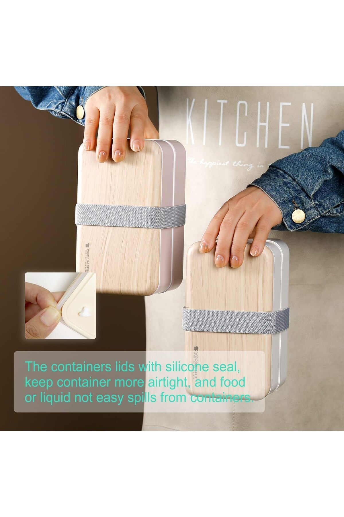 fulina-Lunch Box ,Style 2 Layer Food Containers with Utensils Spoon and Fork Bundle Divider Salad Box 5