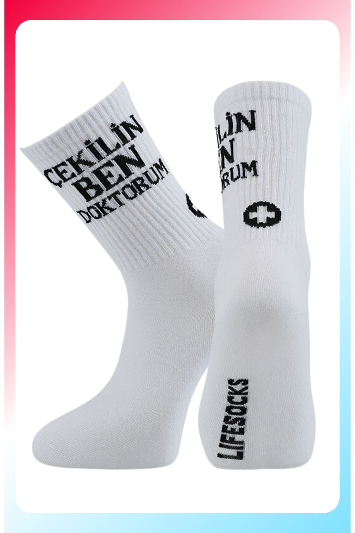 LifeSocks Soket Boy Tenis Model Parfüm Kokulu Organik Pamuklu Erkek & Kadın Beyaz Çorap (çekilin ben doktorum)