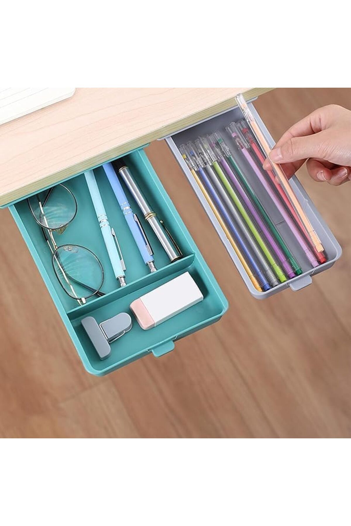 COOYA-Under Table Drawer, Mounted Sliding Pull Out Drawer, Large Capacity Hidden Pencil Tray Drawer 6
