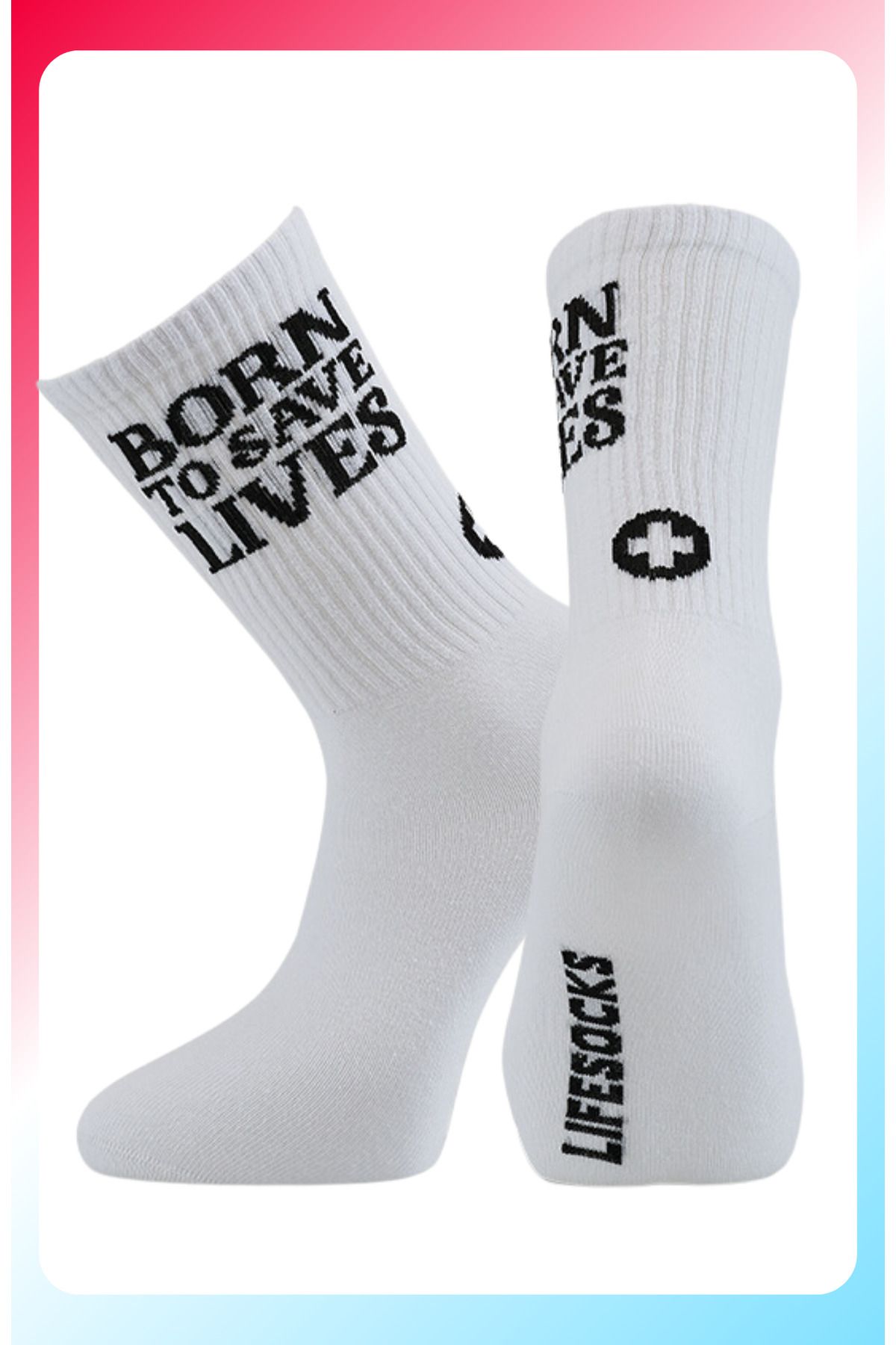 LifeSocks Soket Boy Tenis Model Parfüm Kokulu Organik Pamuklu Erkek & Kadın Beyaz Çorap (born to save lives)