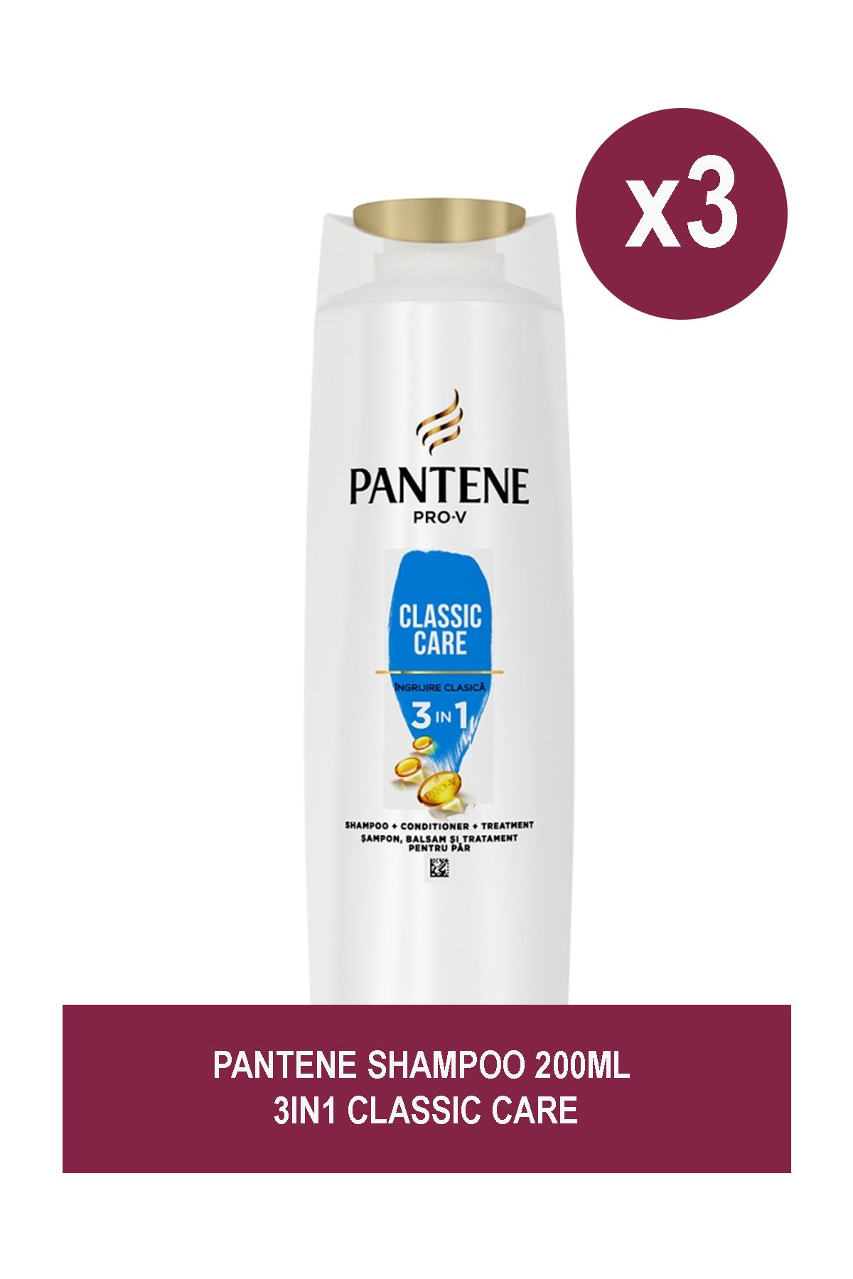 Pantene Șampon 200ml Ingrijire Clasică 3in1 X 3 Unisex - One Size