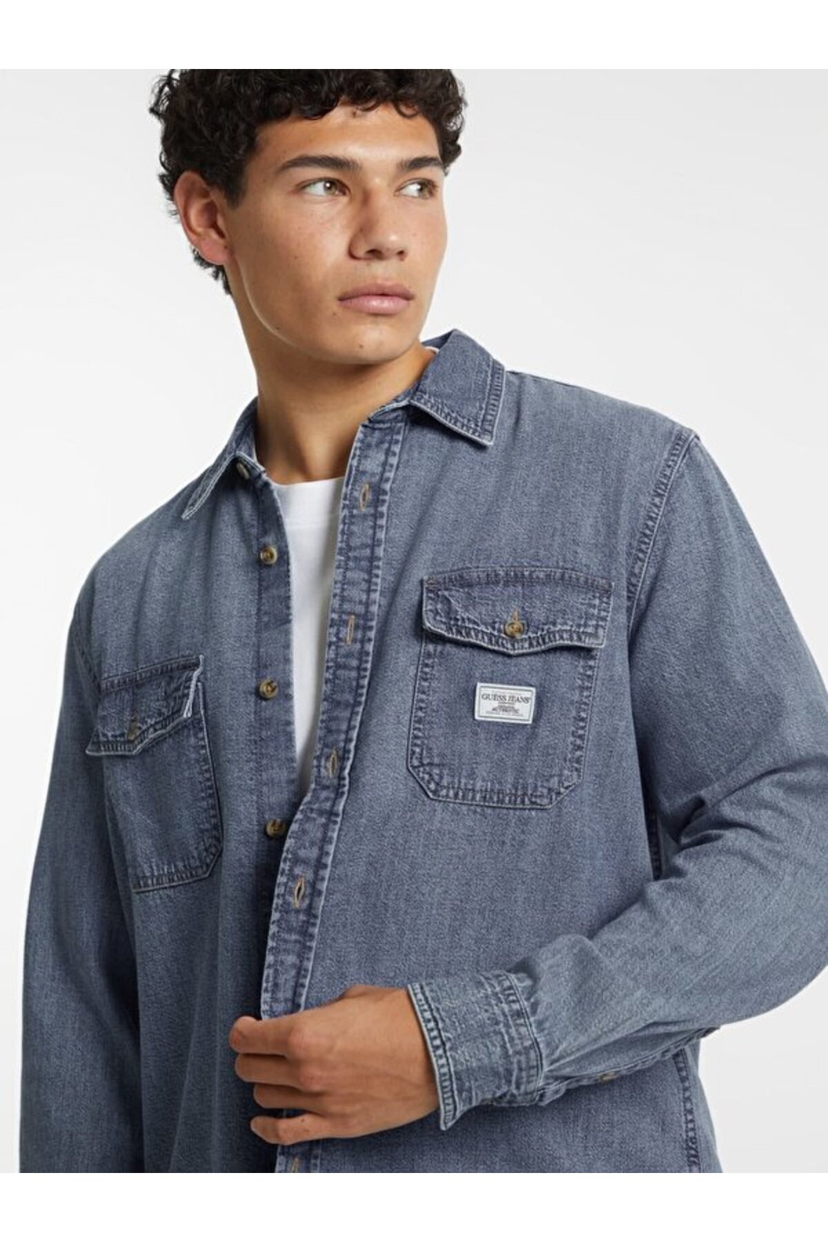 Guess-Cămașă din denim pentru bărbați, cu croiala normală 5