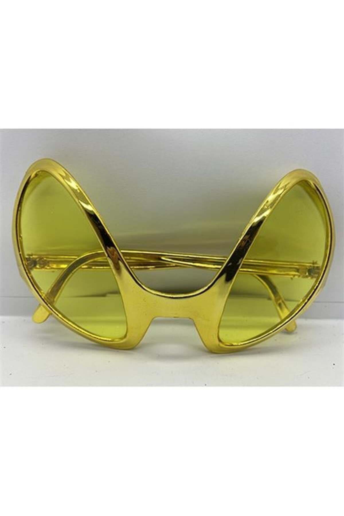 feifei Retro Gözlük - 80 Li 90 Lı Yıllar Parti Gözlüğü Gold Renk