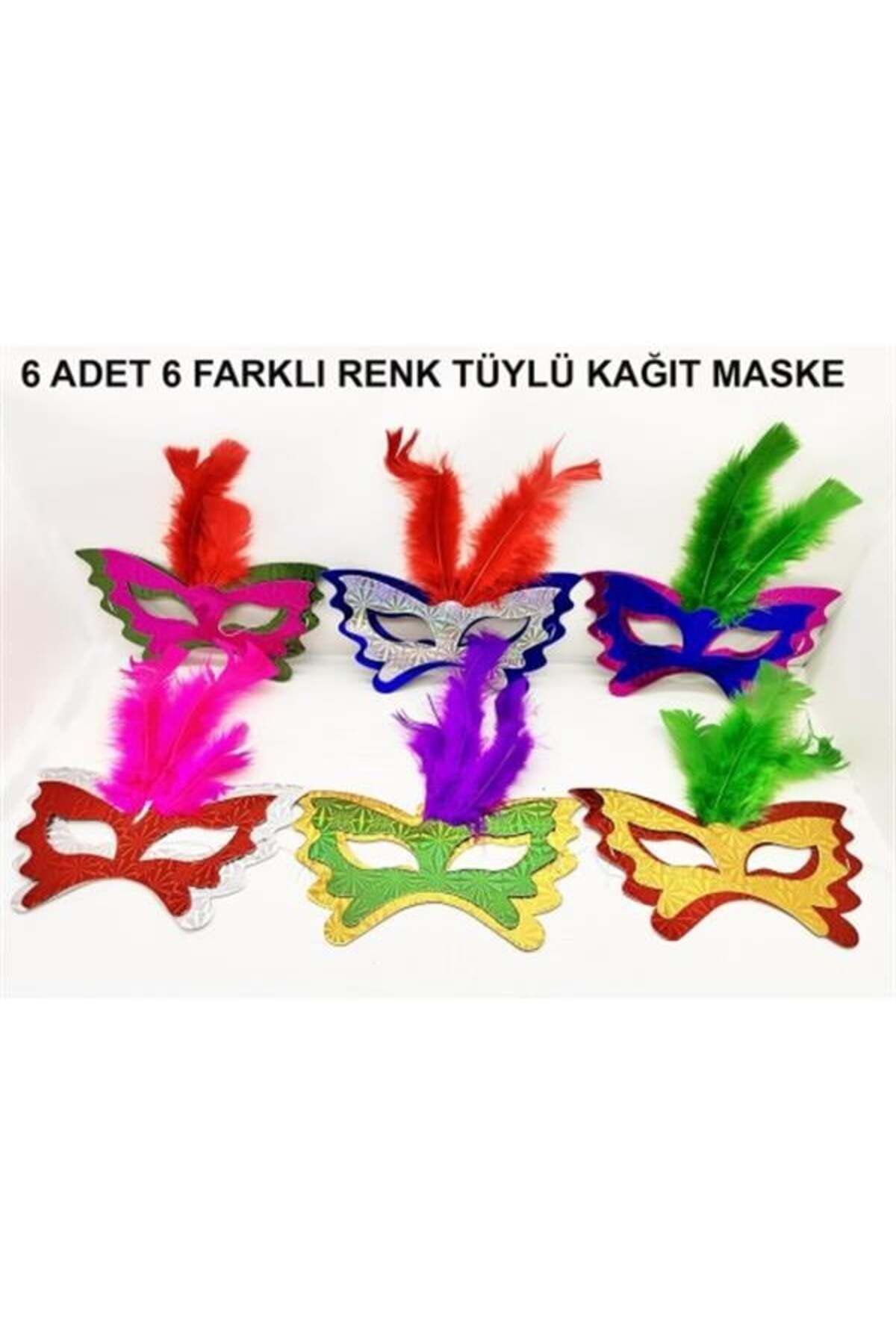 feifei Tüylü Kağıt Parti Venedik Balo After Maskesi 6 Adet