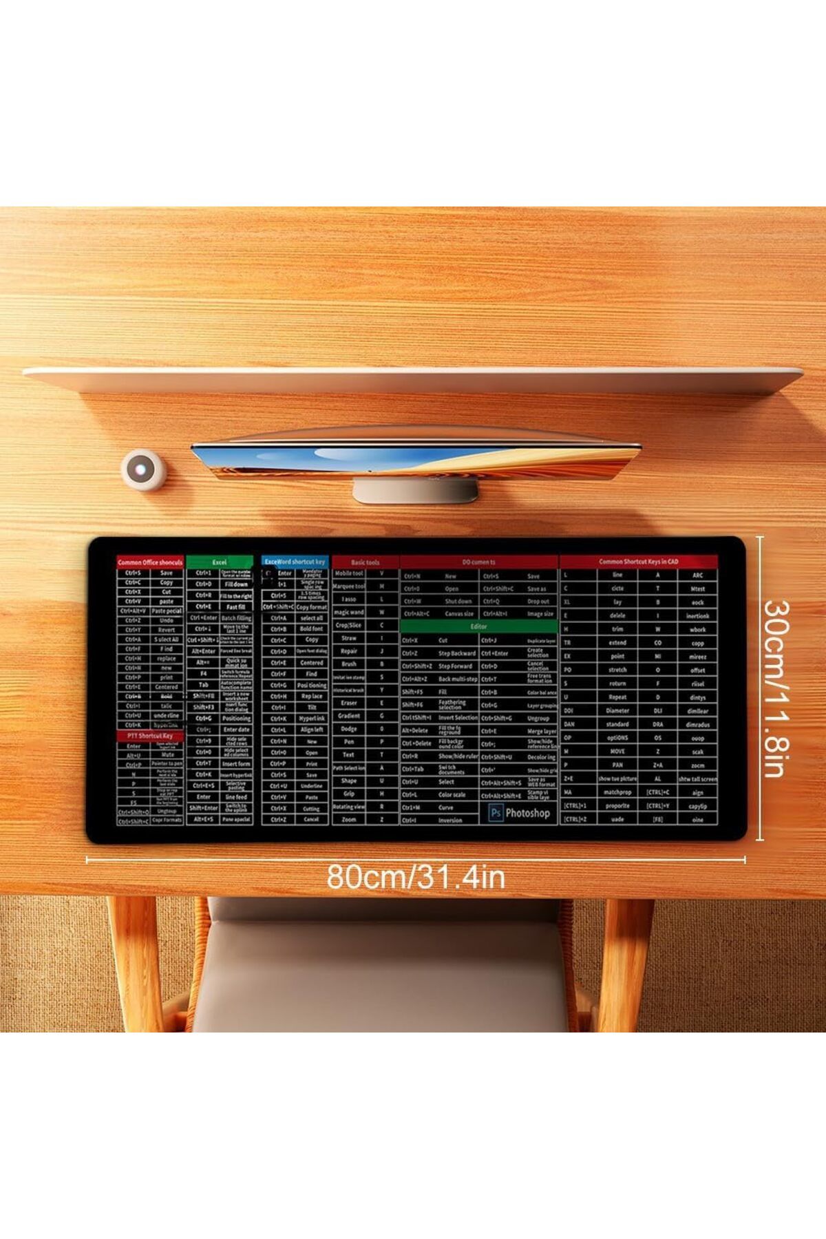 erorex-لوحة مفاتيح كبيرة جدًا مضادة للانزلاق مع نمط اختصارات برامج Office 2