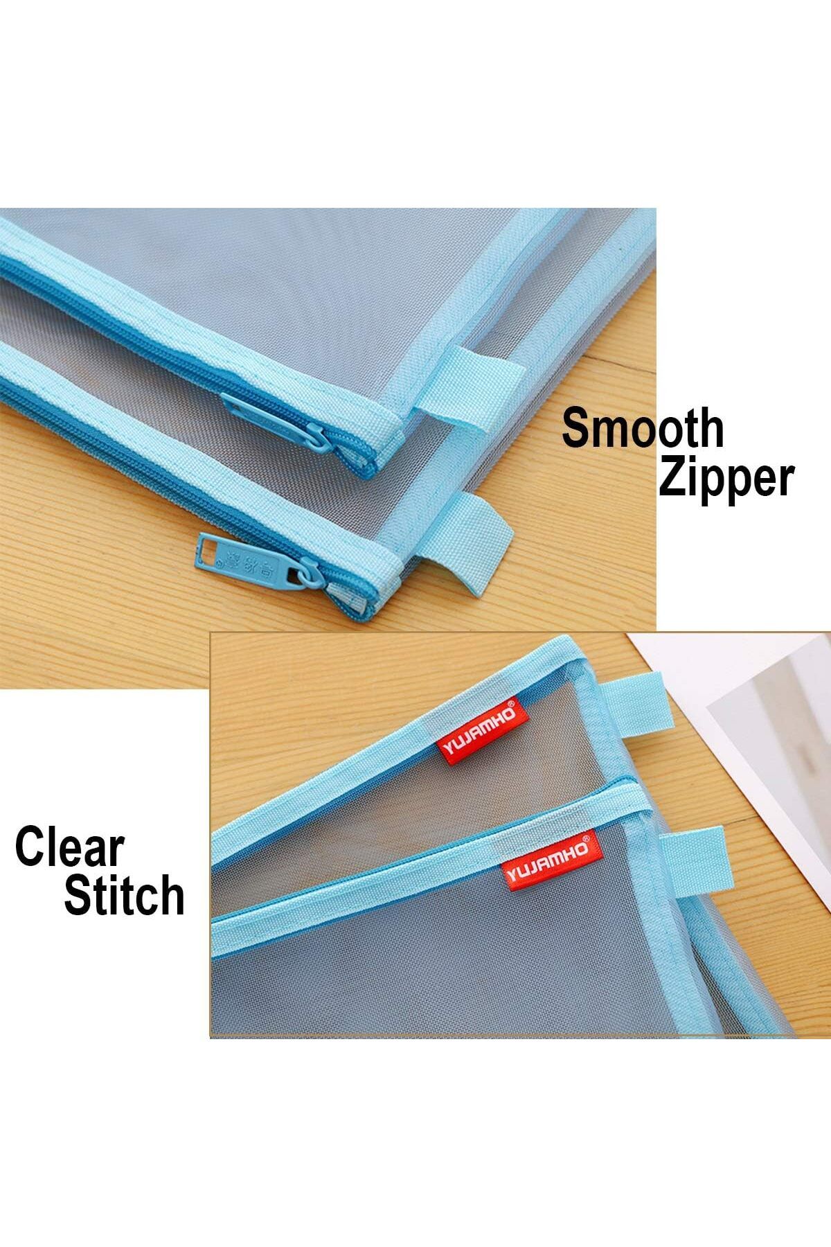 erorex-Mesh Zip Pouch Zippered Wallet Pencil Case Comestic Tool Bags Pockets Lightweight File Folders For 6