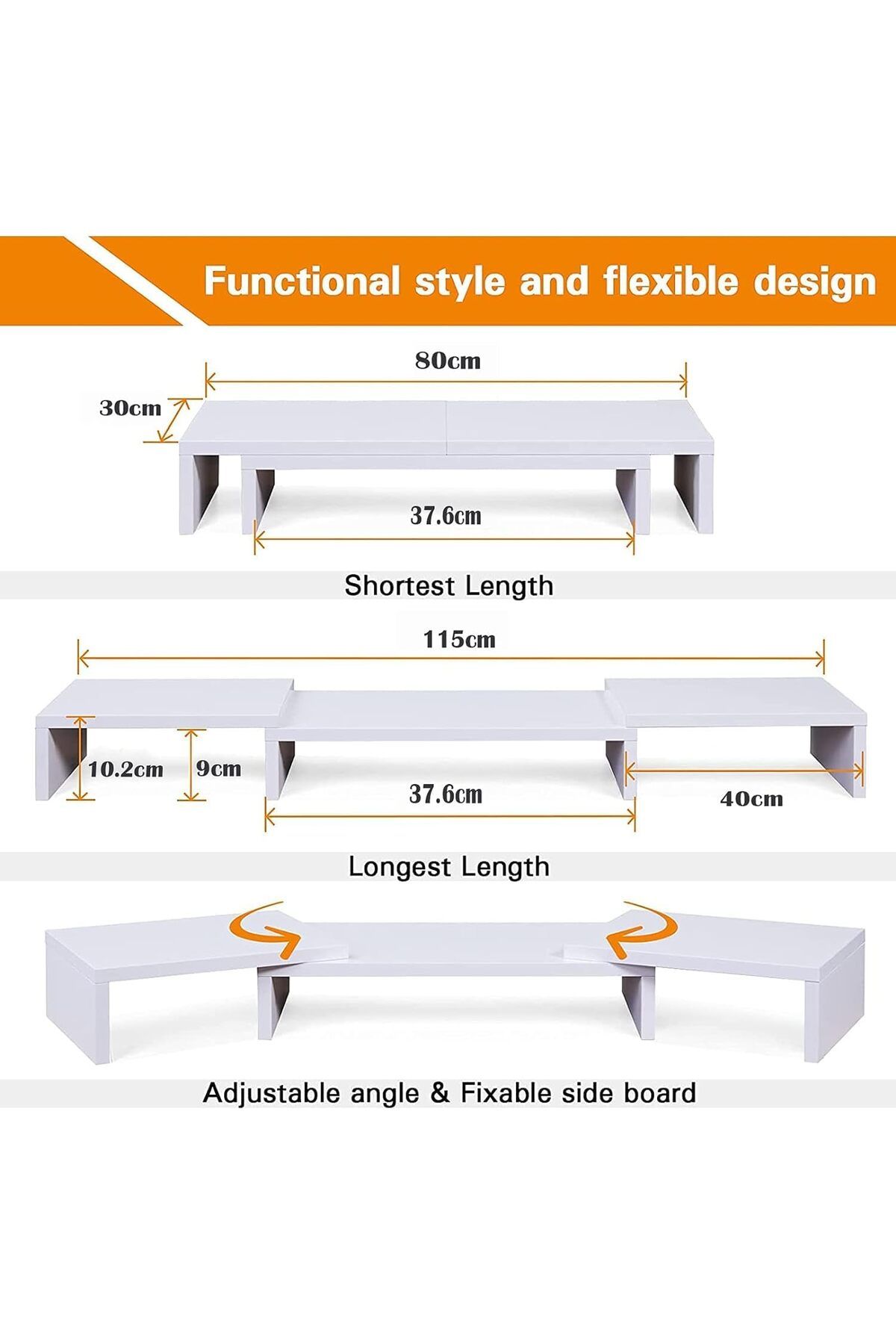 erorex-Dual Monitor Stand Riser For 2 Monitors Adjustable Length And Angle Multi Screen Stand 4