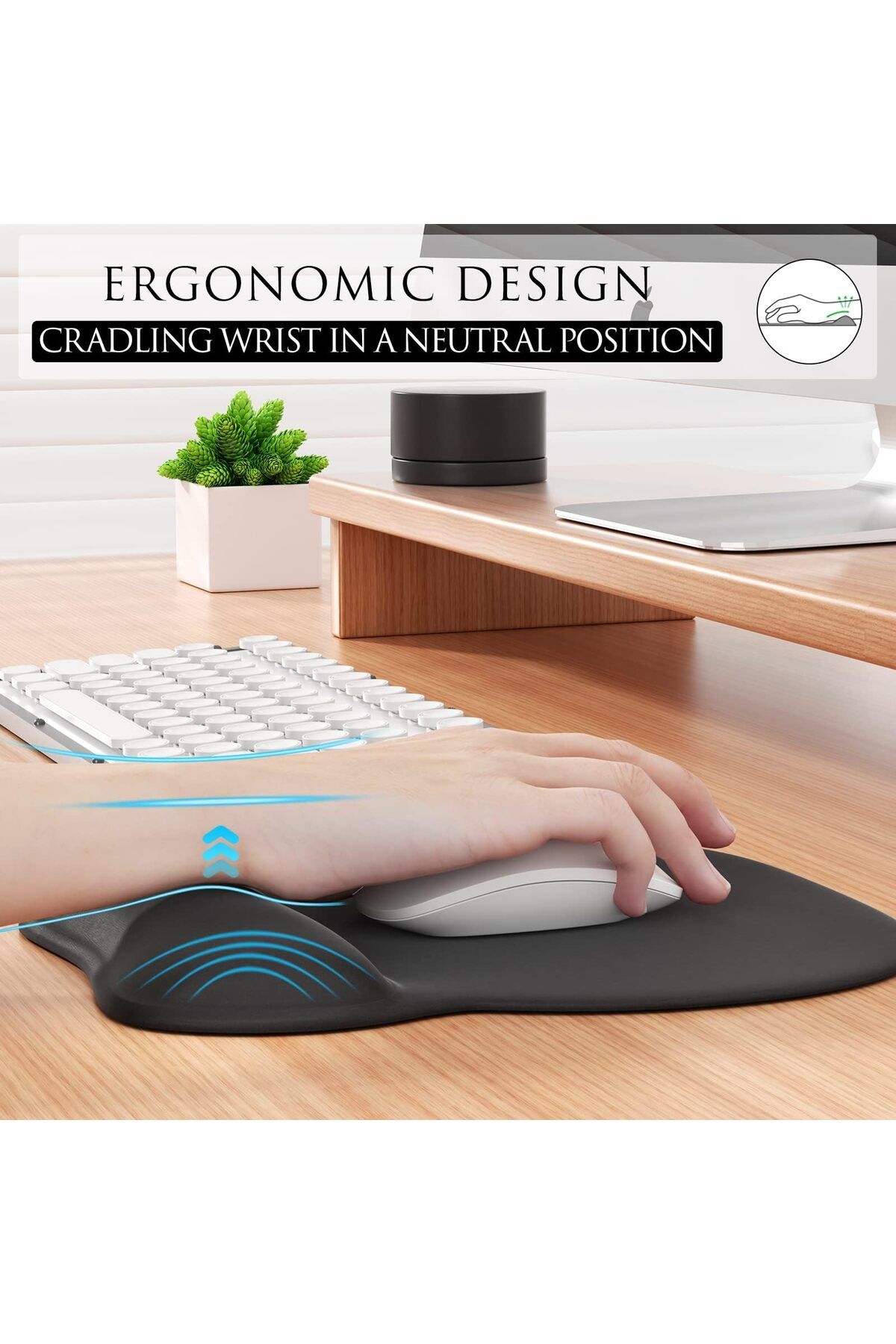 erorex-Ergonomic Mouse Pad With Gel Wrist Rest Comfortable Mousepad With Smooth Wrist Support Surface And 3