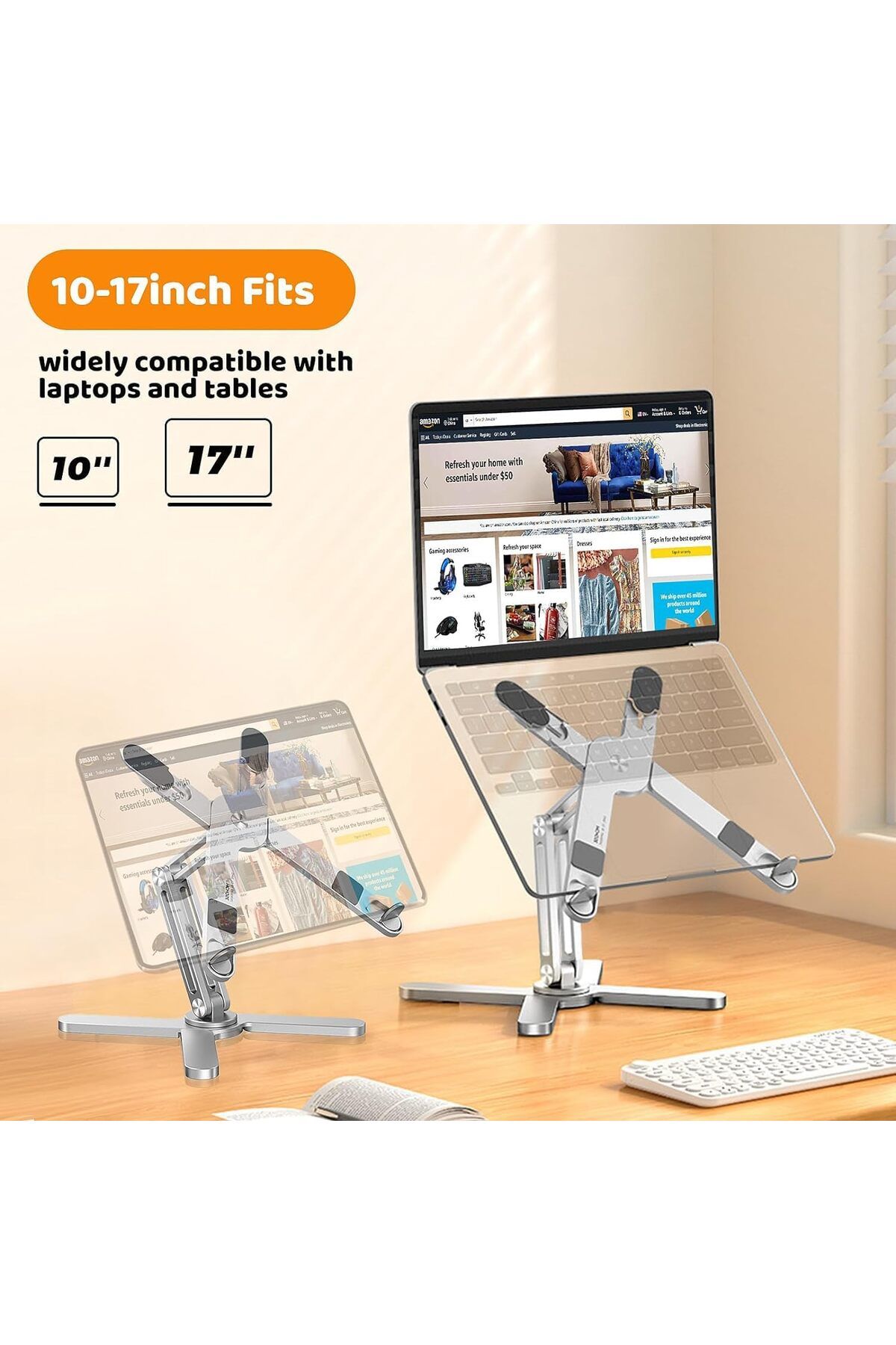 erorex-Laptop Stand With 360 Rotating Base Computer Notebook Laptop Riser Metal Holder For Desk 2