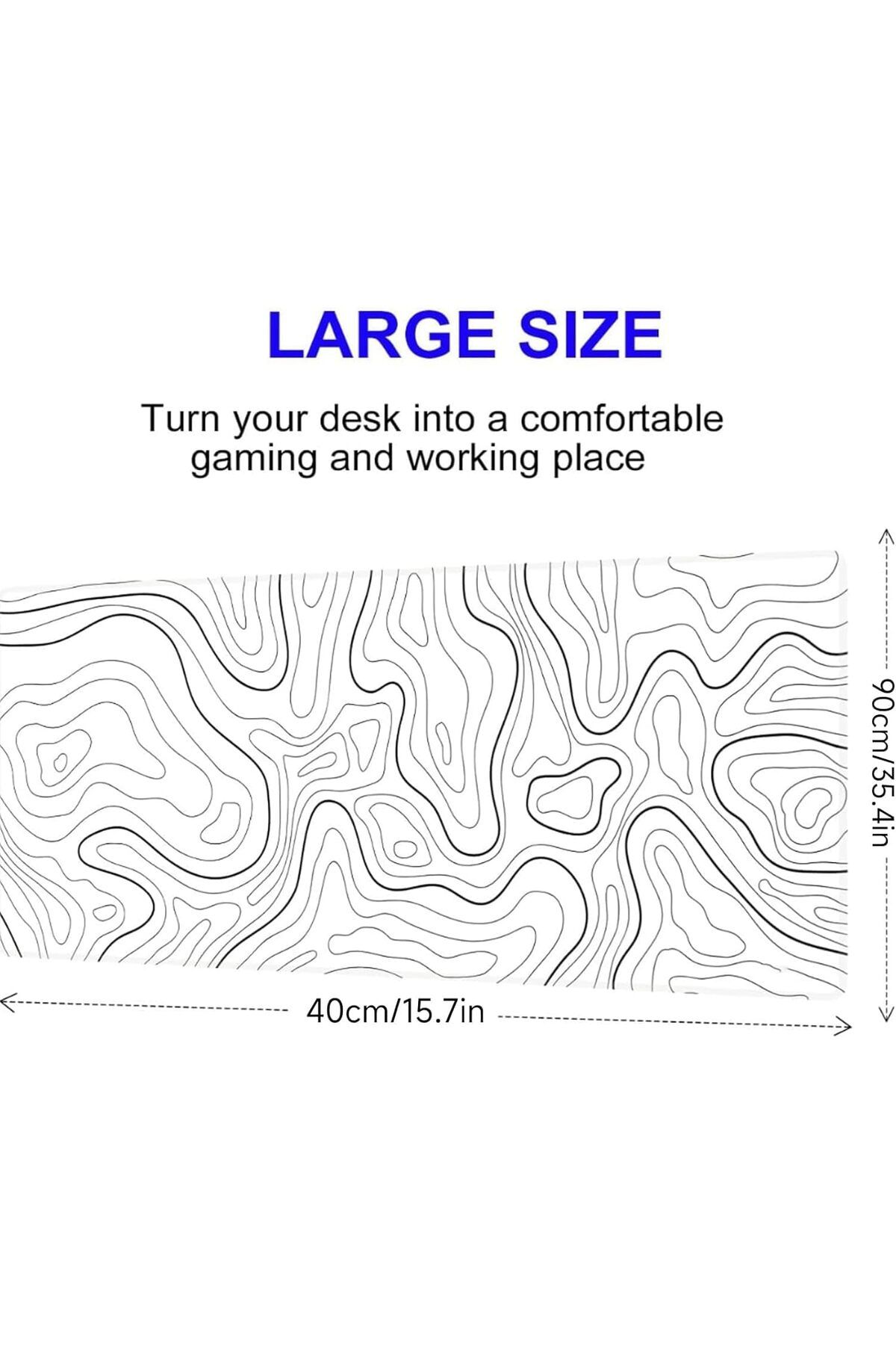 erorex-Large Gaming Mouse Pad With Stitched Edges Minimalist Topographic Desk Pad Table Mat Extended 5