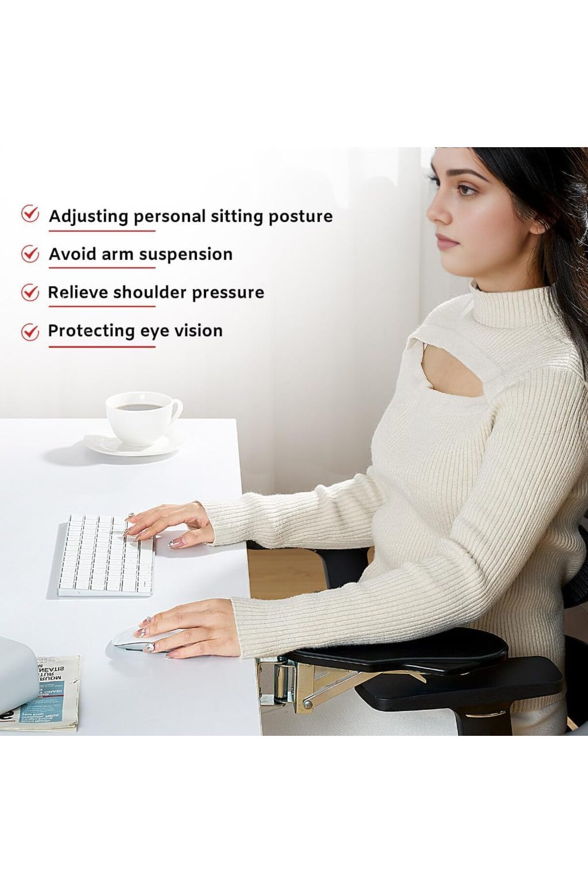 erorex-Computer Arm Rest Support Extender For Desk Adjustable Rotating Arm Wrist Rest Pad Holder Ergonomic 3