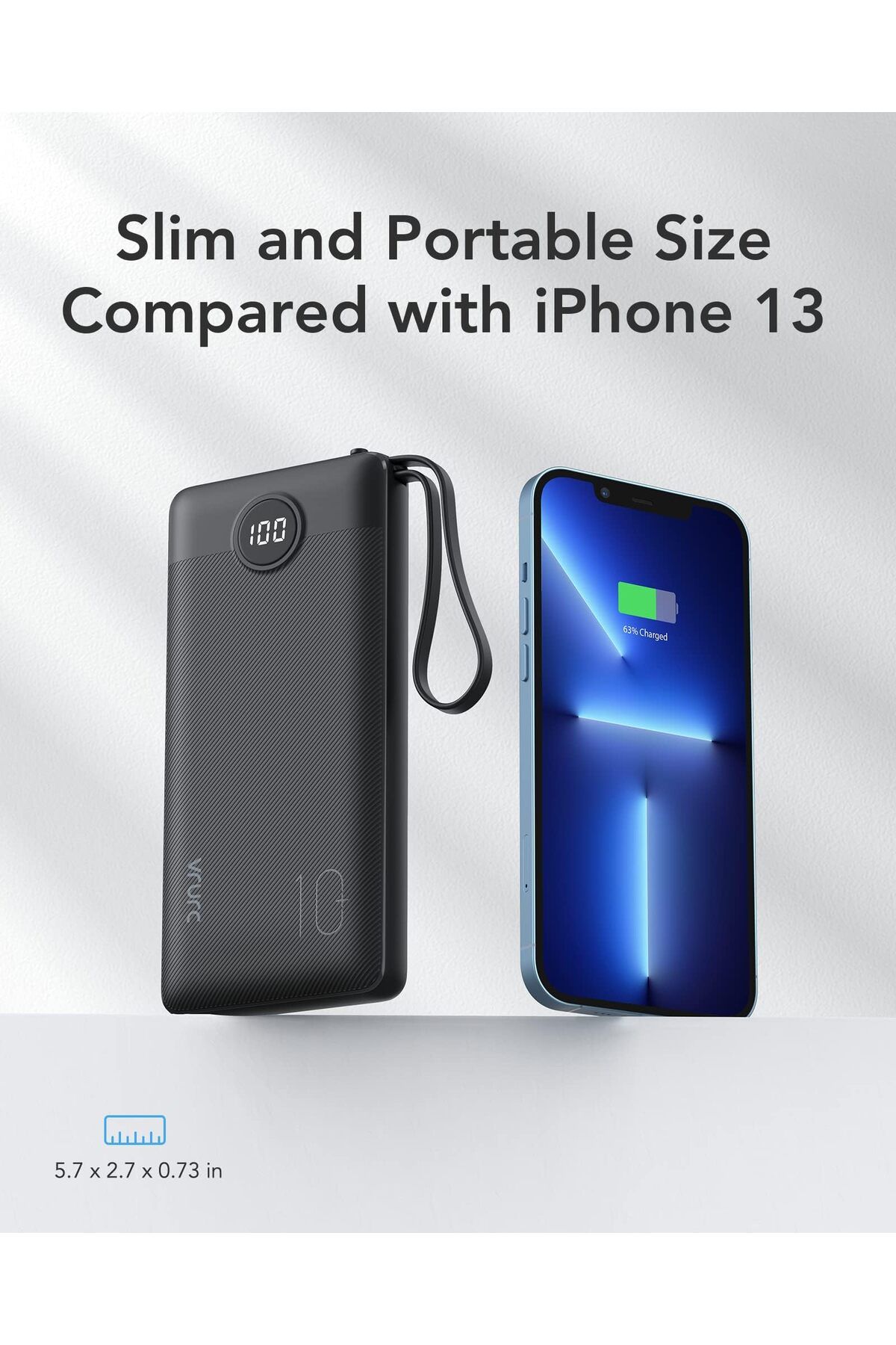 erorex-بنك طاقة 10000 مللي أمبير مع كابلات مدمجة وشاحن محمول USB C 5 مخرج ومدخلين وشاشة LED 4