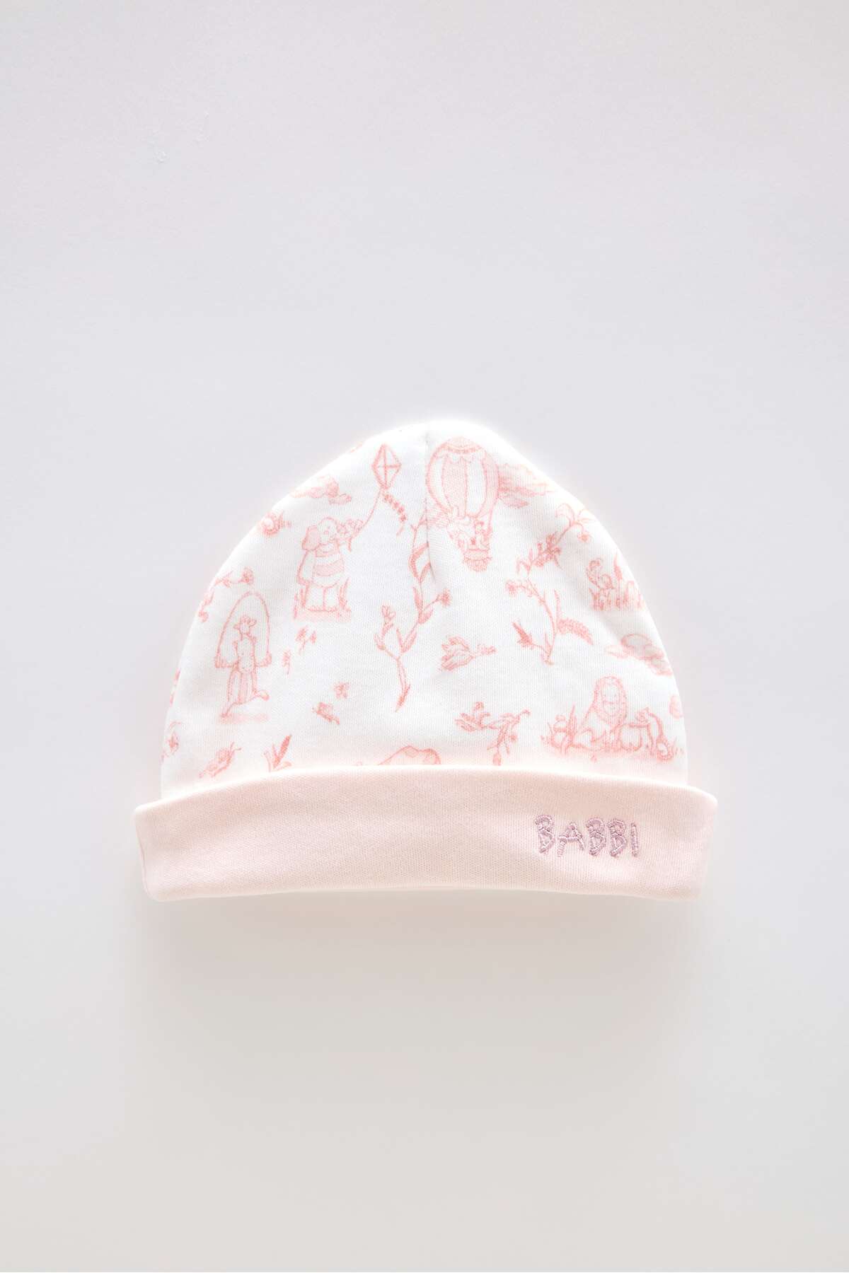 Atelier Babbi %100 Pamuk Yenidoğan Önlük & Şapka Seti - Toile De Jouy / Pembe fotoğrafı 2 (önizleme)