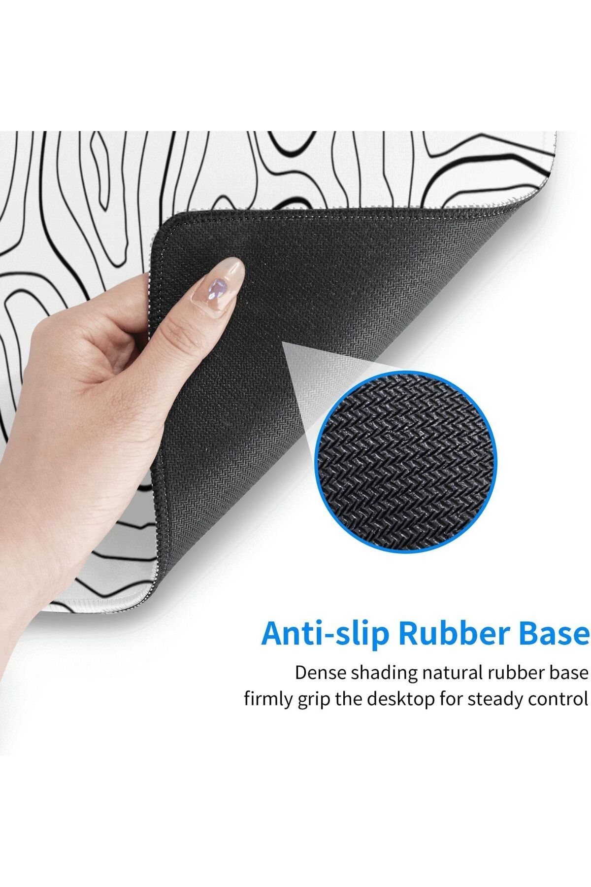 erorex-80 * 30 Cm Large Gaming Mouse Pad With Stitched Edges Minimalist Topographic Map Desk Mat Extended 4