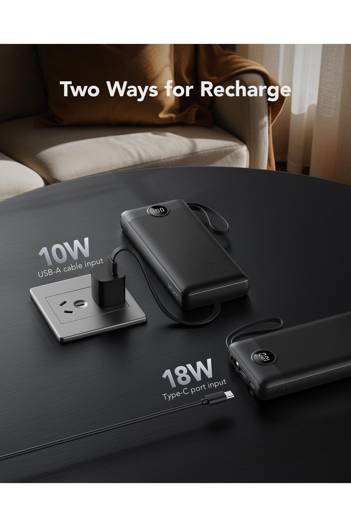 erorex-Power Bank With Built In Cables 20000Mah Usb C 22.5W Fast Charging Portable Charger 4 Output 2 4