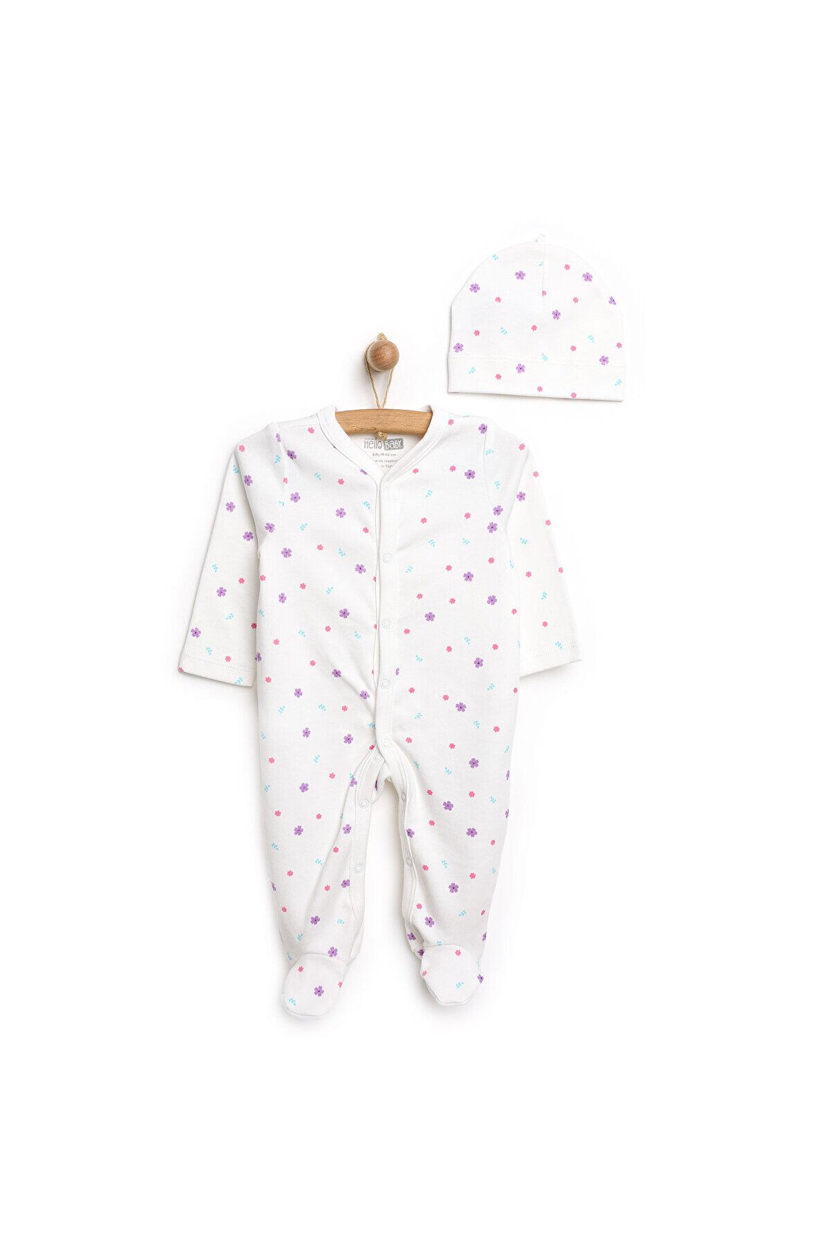 HelloBaby Unisex Rompers کلاه 100% نخی زیپ دار یقه خدمه آستین بلند ebebek Hello Baby