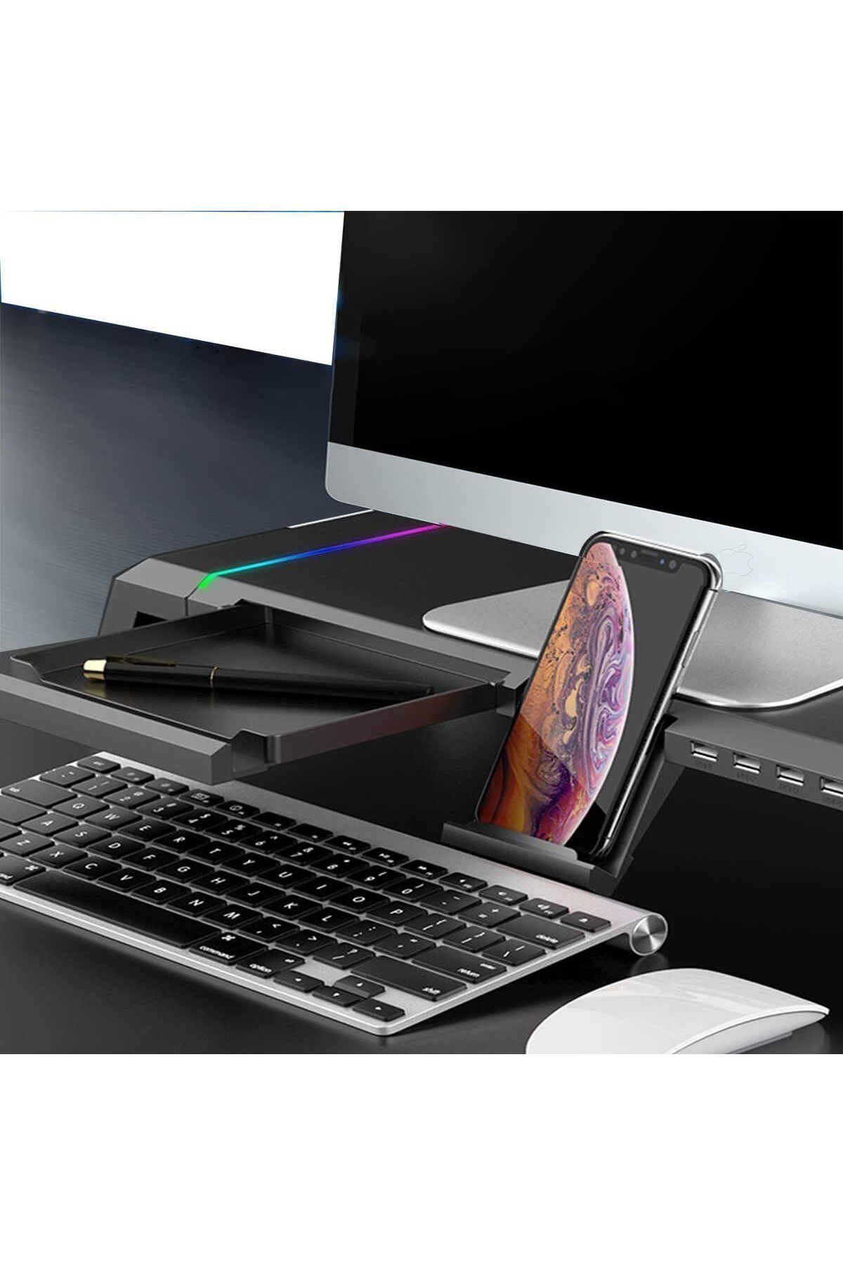 erorex-حامل شاشة كمبيوتر محمول قابل للطي مع 4 منافذ USB وحامل مكتب قابل للتعديل 4