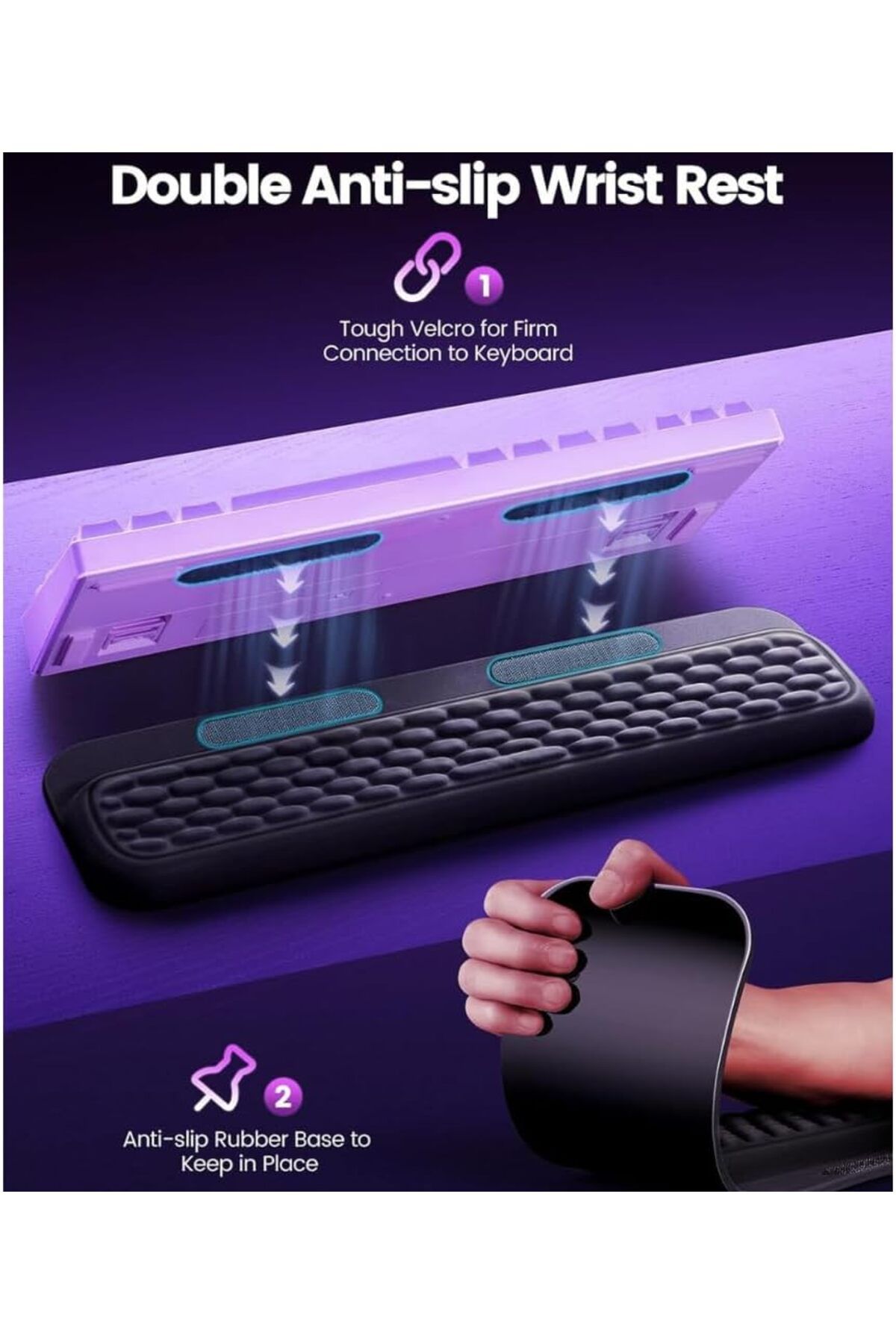 erorex-Keyboard Wrist Rest With Stickers Full Mechanical Keyboard Support Pad Desk Ergonomic Cushion For 6