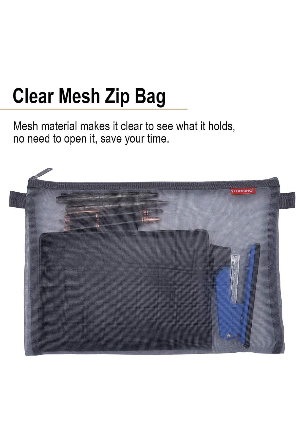 erorex-Mesh Zip Pouch Zippered Wallet Pencil Case Comestic Tool Bags Pockets Lightweight File Folders For 3