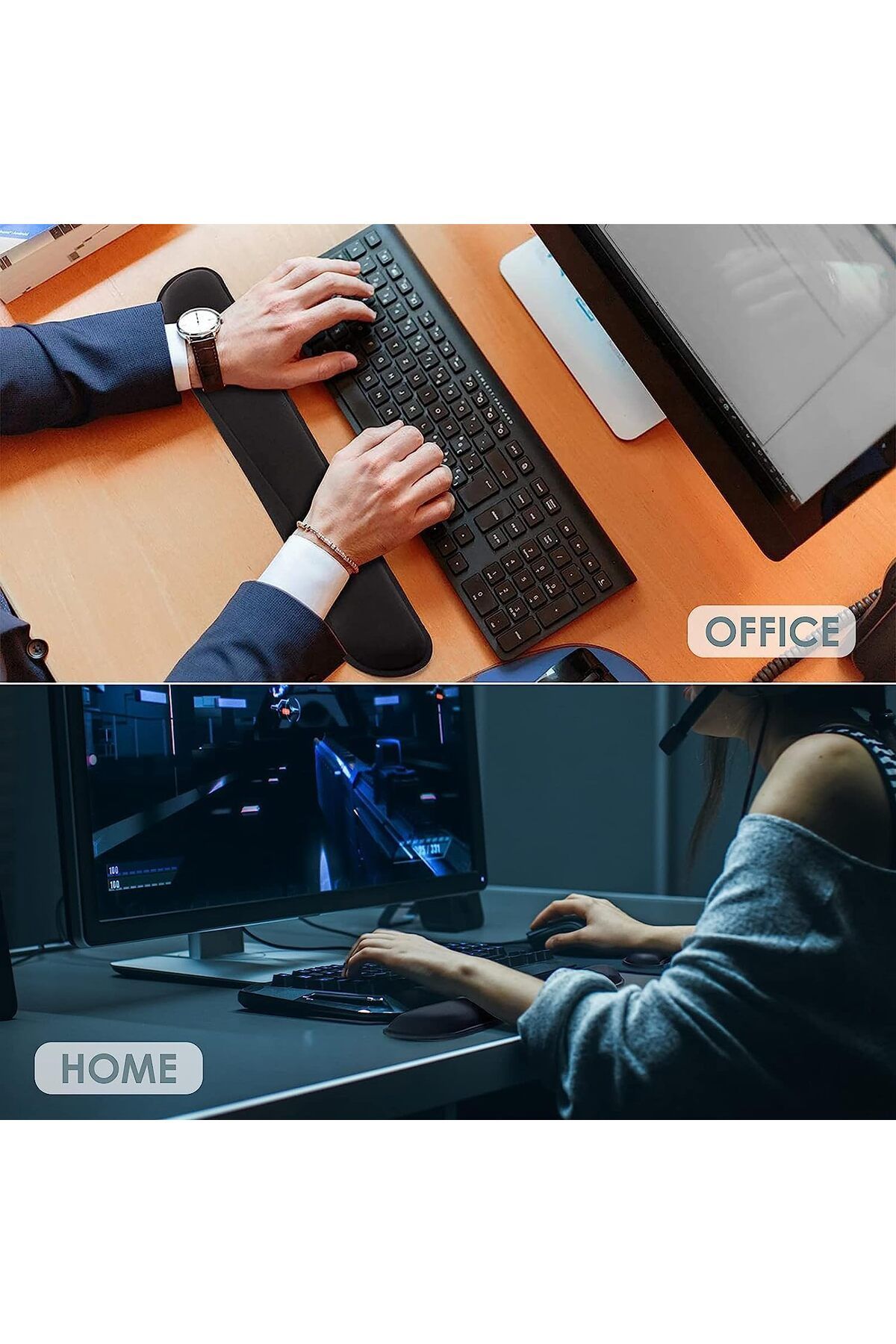 erorex-وسادة مسند معصم لوحة المفاتيح والفأرة وسادة معصم من إسفنج الذاكرة للوحة المفاتيح ودعم المعصم من الألياف الناعمة 5