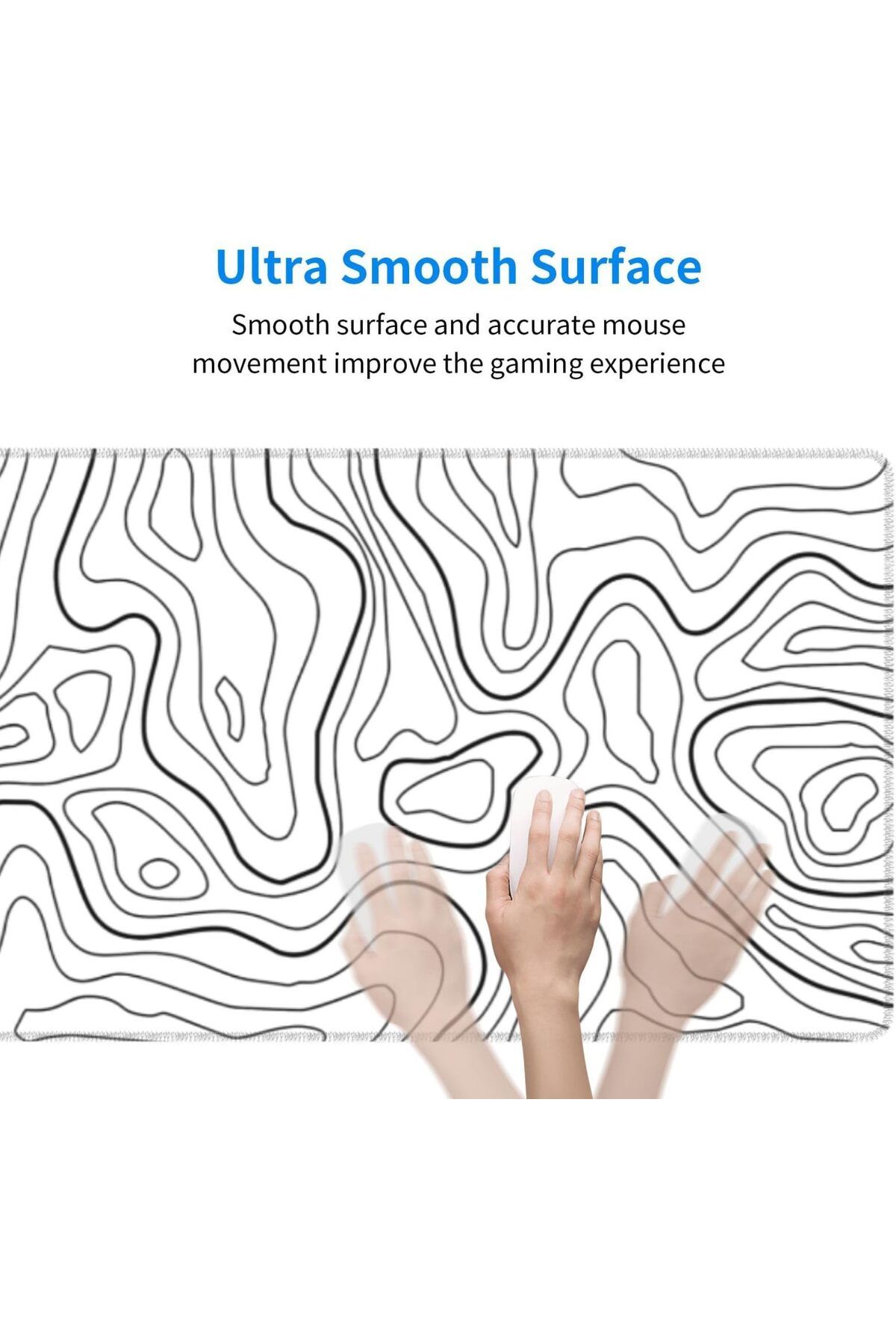erorex-80 * 30 Cm Large Gaming Mouse Pad With Stitched Edges Minimalist Topographic Map Desk Mat Extended 5