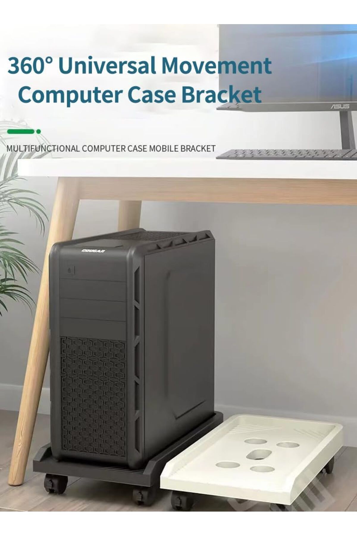 erorex-Mobile Cpu Stand Computer Tower Stand With Locking Caster Wheel Fits Most Gaming Pc Under Home 5