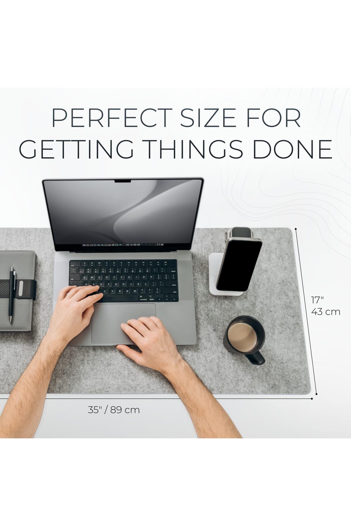 erorex-Large Felt Desk Mat Marle 35 X 17 Inch Full Desk Keyboard Mat Computer Desk Mat For Keyboard And 3