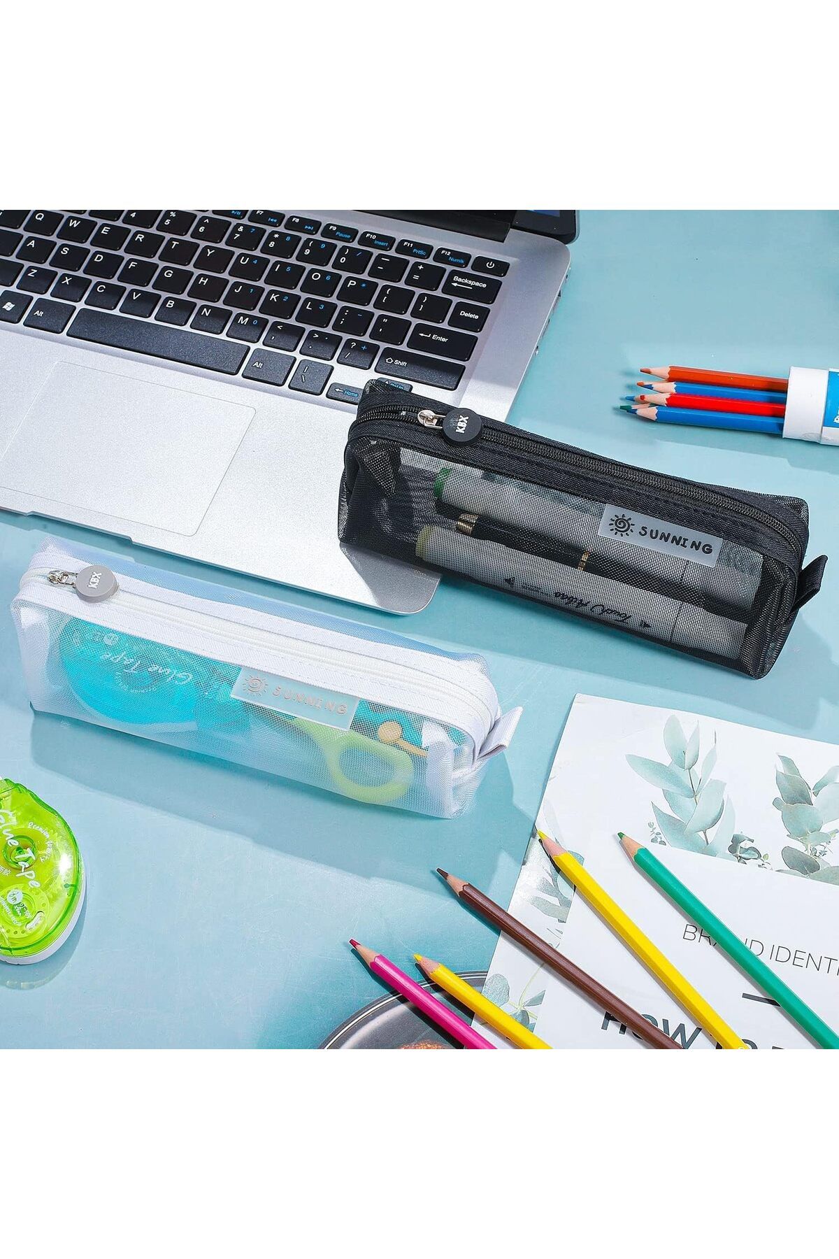 erorex-2 Pcs Mesh Pencil Case Pen Pencil Cases See Through Pencil Case With Zipper For Exams Transparent 3