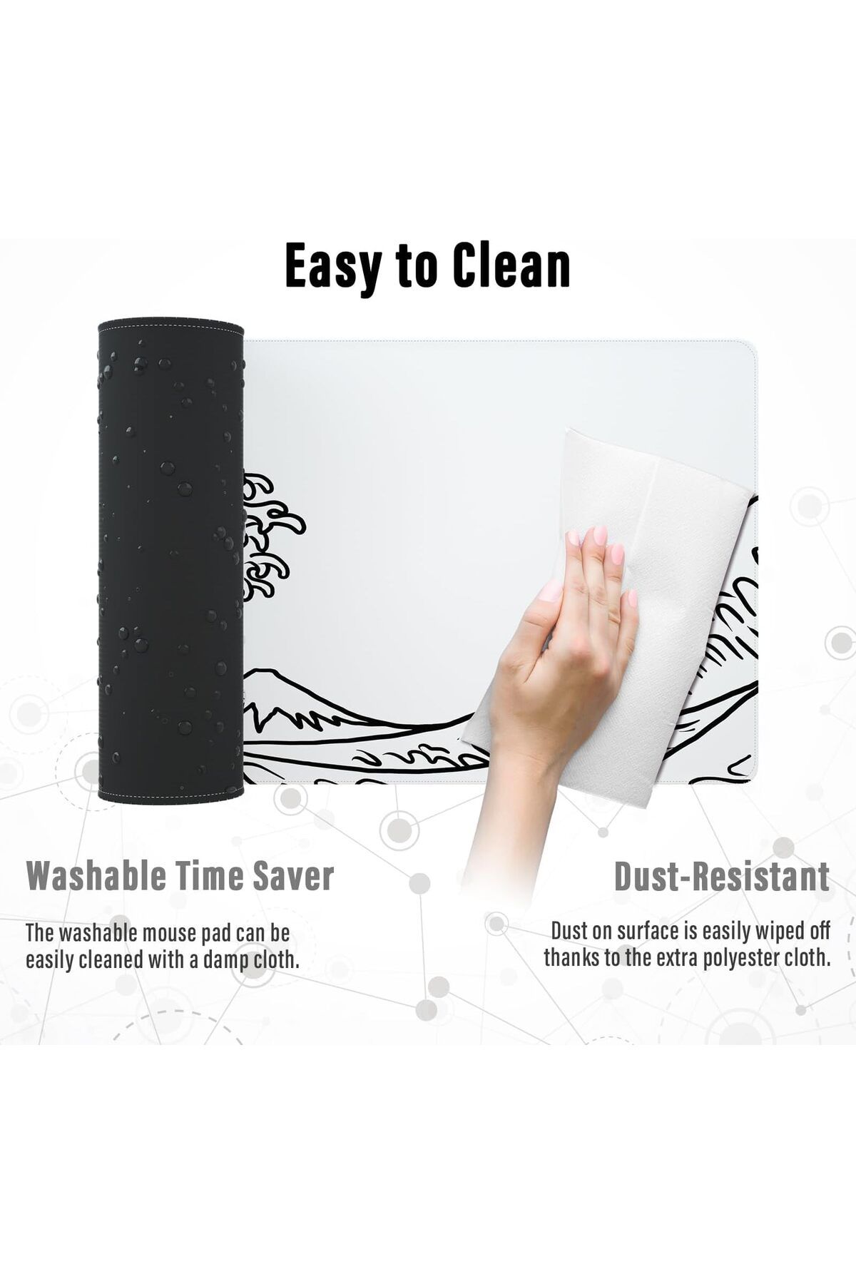 erorex-Large Gaming Mouse Pad Extended Xl Mouse Pad White Wave Mouse Pad With Anti Slip Base 31.5 X 11.8 6