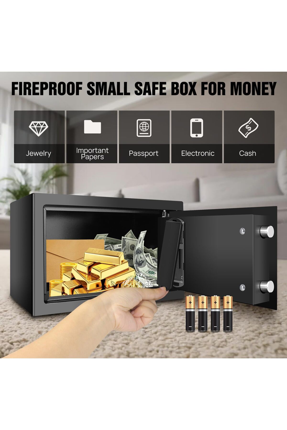 erorex-صندوق أمانات للمنزل، صندوق أمانات رقمي مع رمز مرور ومفاتيح، صندوق أمانات للفنادق 6
