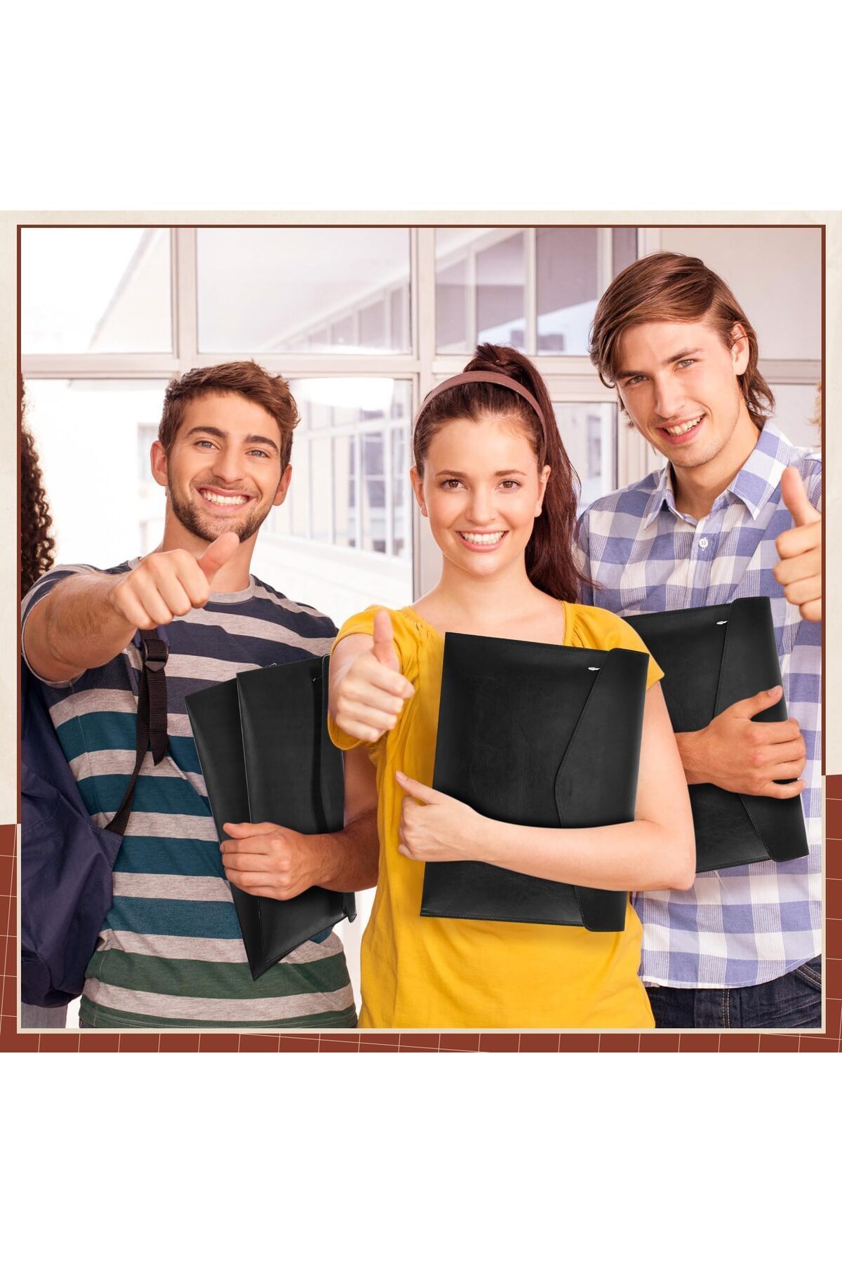 erorex-Pu Leather A4 File Folder Document Holder Waterproof Portfolio Envelope Folder Case With Snap 6