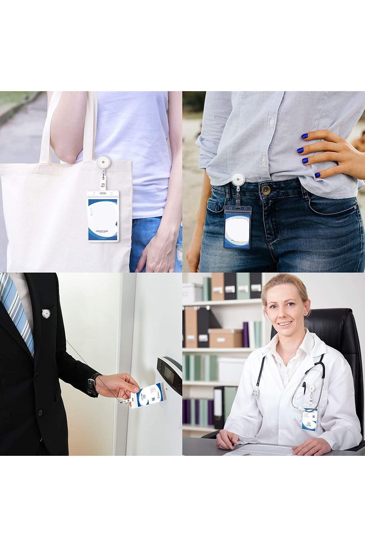 erorex-حاملات شارة قابلة للسحب مع مشبك دوار من جلد التمساح، 10 قطع، حامل بطاقة هوية، بكرة شارة الاسم 6