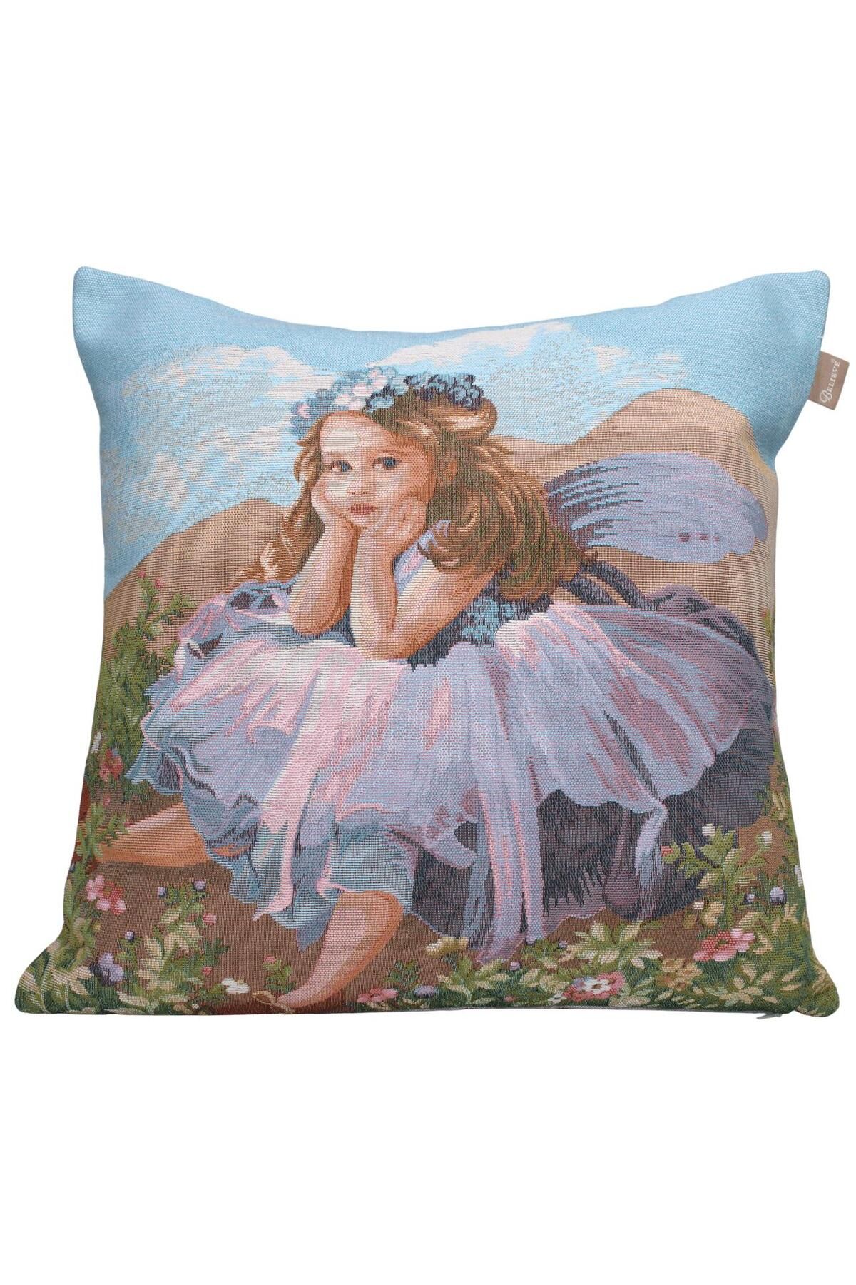 Believe FAIRY GIRL JAKARLI DOKUMA GOBLEN DEKORATİF PRENSES KIZ KIRLENT 45*45