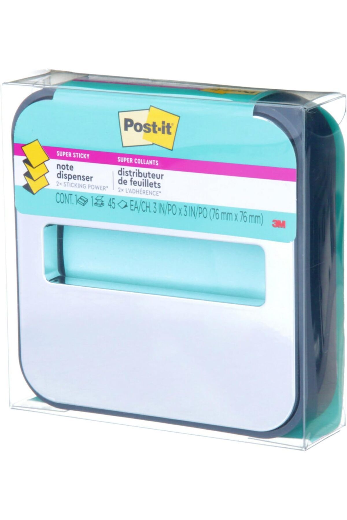 erorex-Note Dispenser With Pop Up Notes Black Base With Steel Top 1 Aqua Splash 3 In. X 3 In. Super Sticky 4