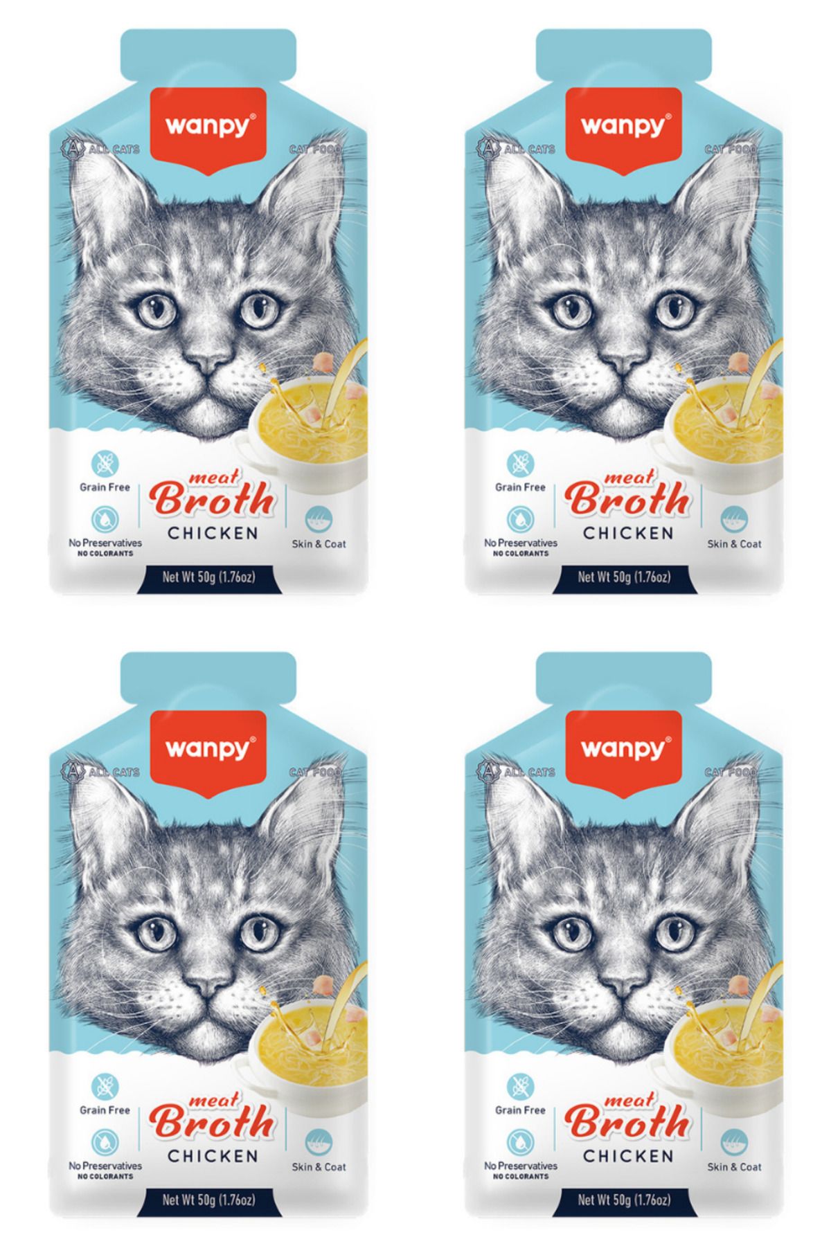 Wanpy Tavuklu Tahılsız Kedi Çorbası 50gr - 4 Adet