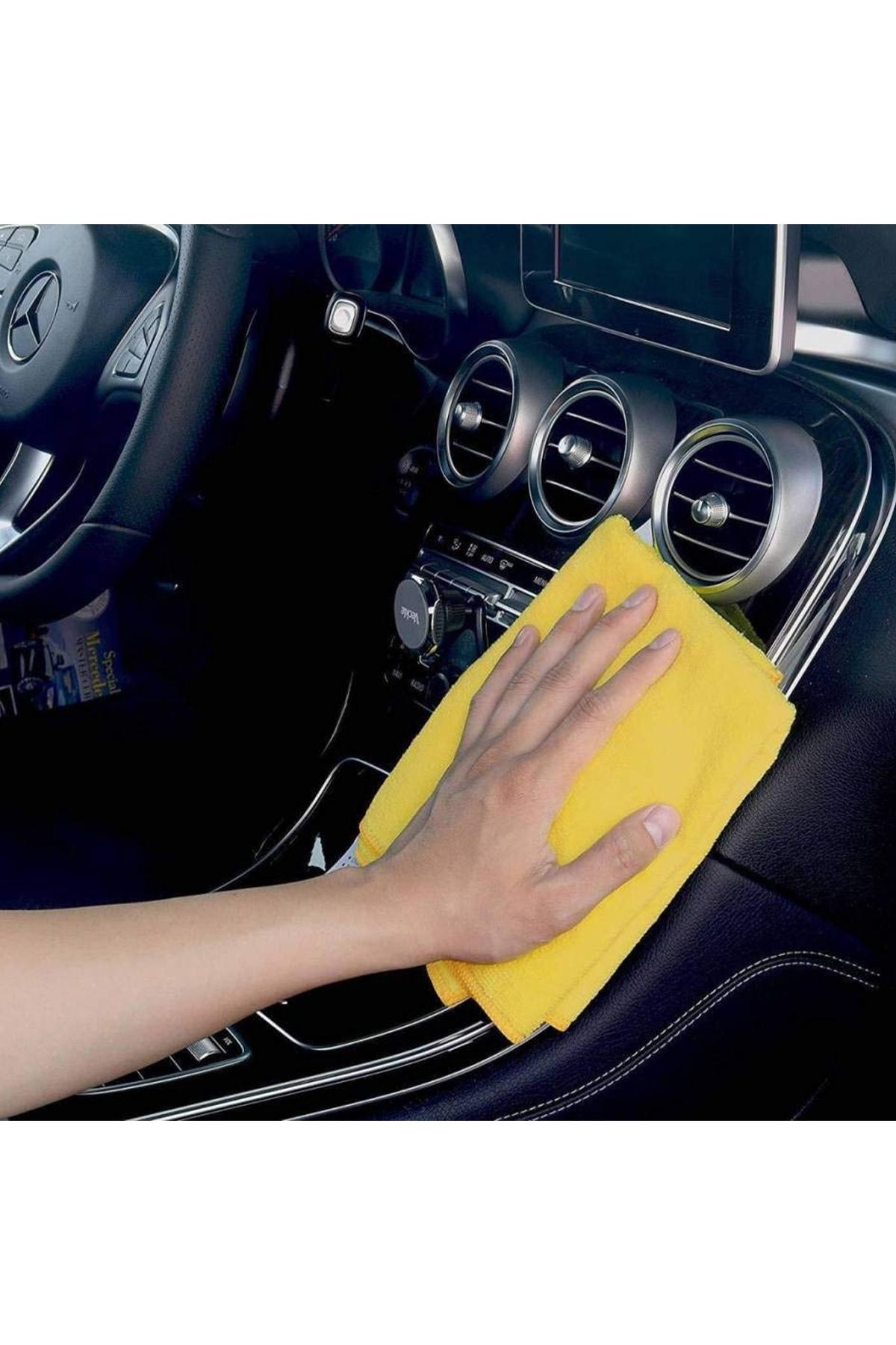 KENT-Car Care Microfibre Wash & Dry Pack – Noodle Glove Mitt Green & Drying Towel for Car Cleaning 7