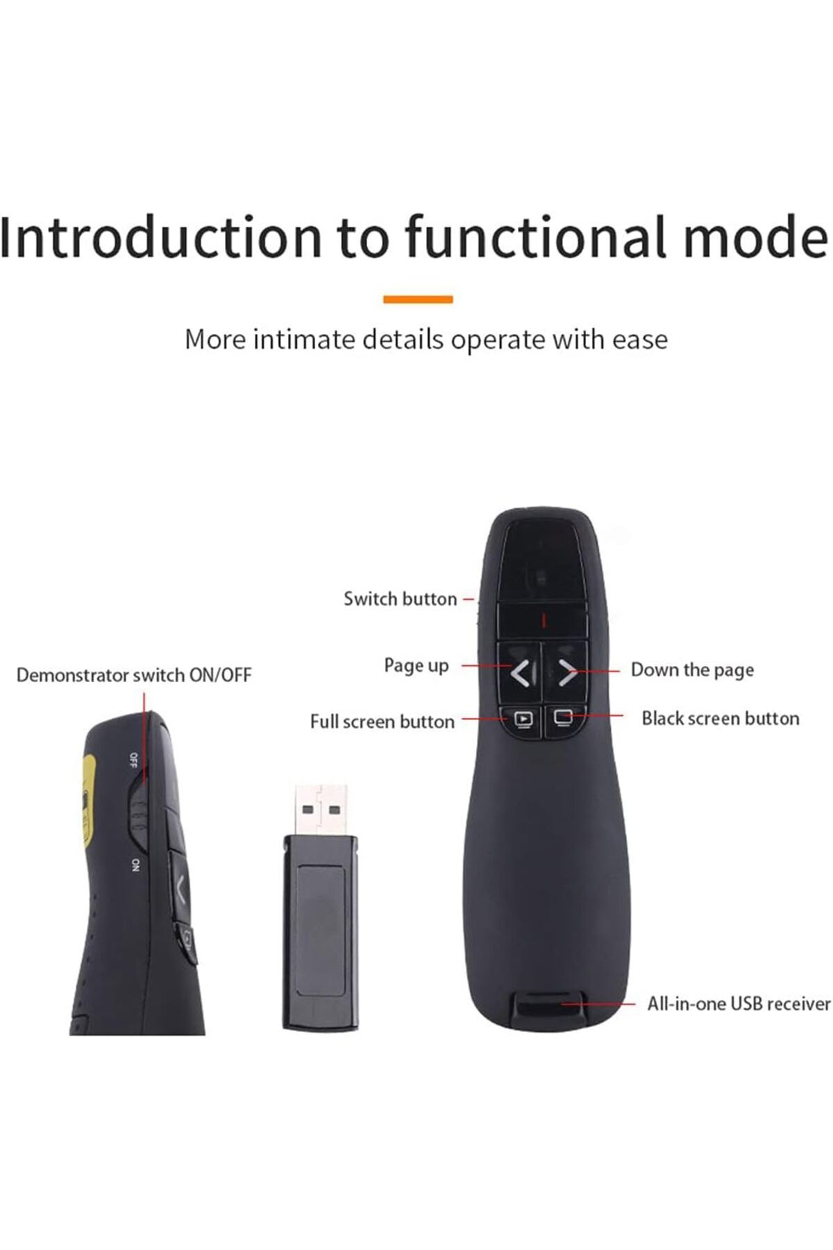 erorex-قلم عرض تقديمي لاسلكي USB بتردد 2.4 جيجاهرتز، مناسب للاجتماعات المكتبية والفصول الدراسية والمحاضرات 2