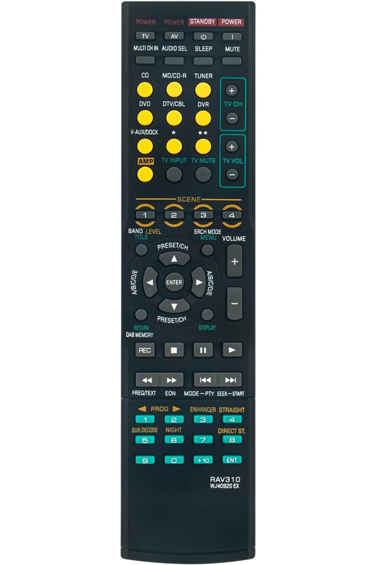 erorex-Replaced Rav310 Wj40920Ex Remote Compatible With Yamaha Audio Video Receiver Rx A670 Rx V583 Yht 4