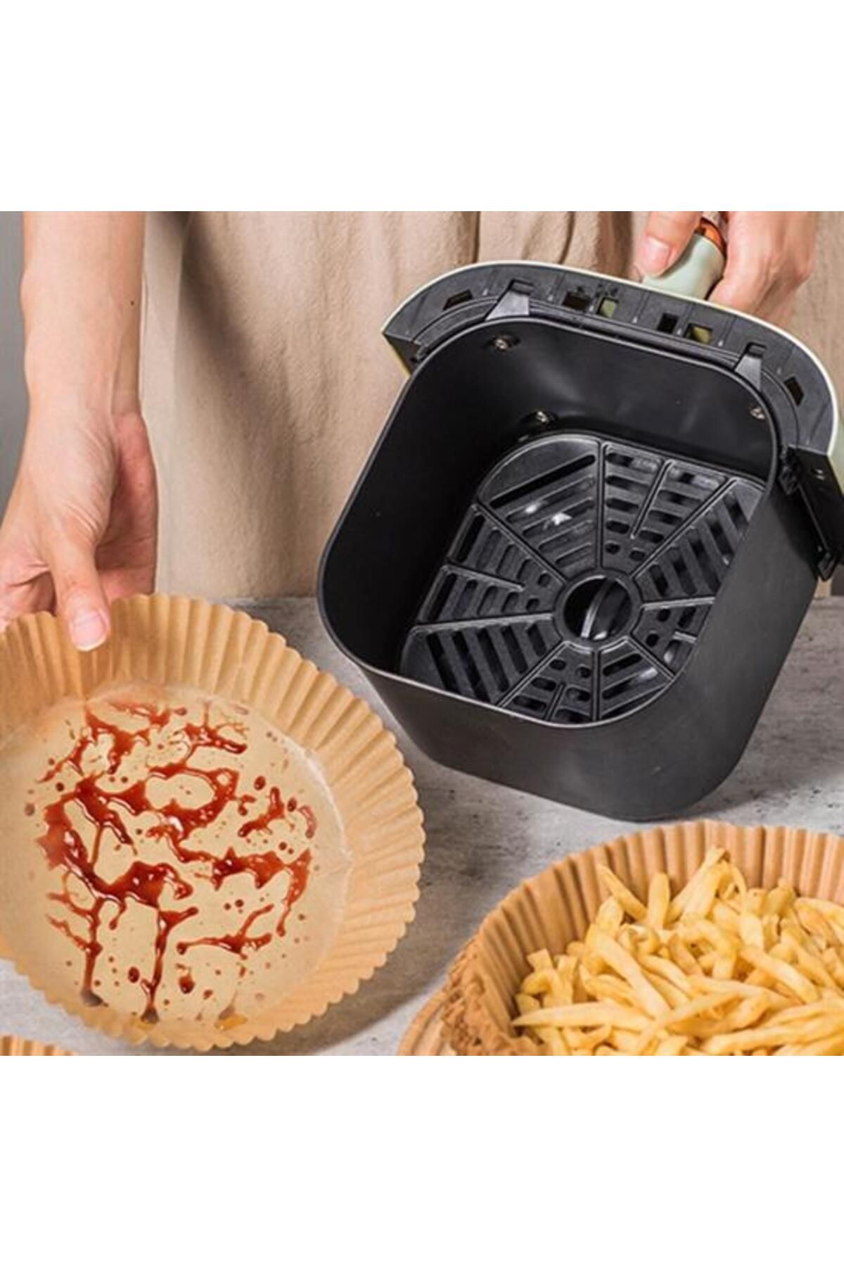 Drop Deposu-50 Pcs Air Fryer Baking Paper Disposable Oil Proof Round Plate Model Pvc (4172) 3