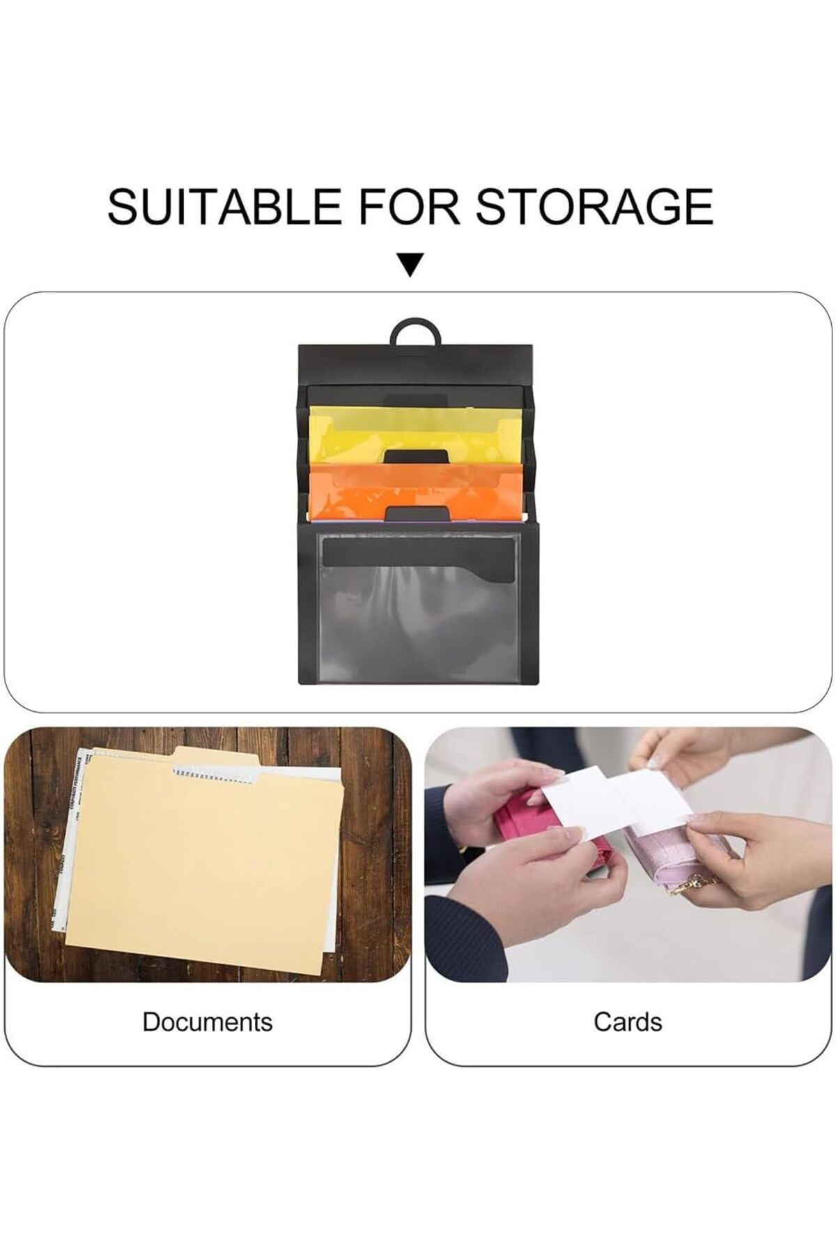 erorex-Wall File Organizer Black Hanging File Folder Multi Layer Storage With 6 Pockets Wall Mount 6