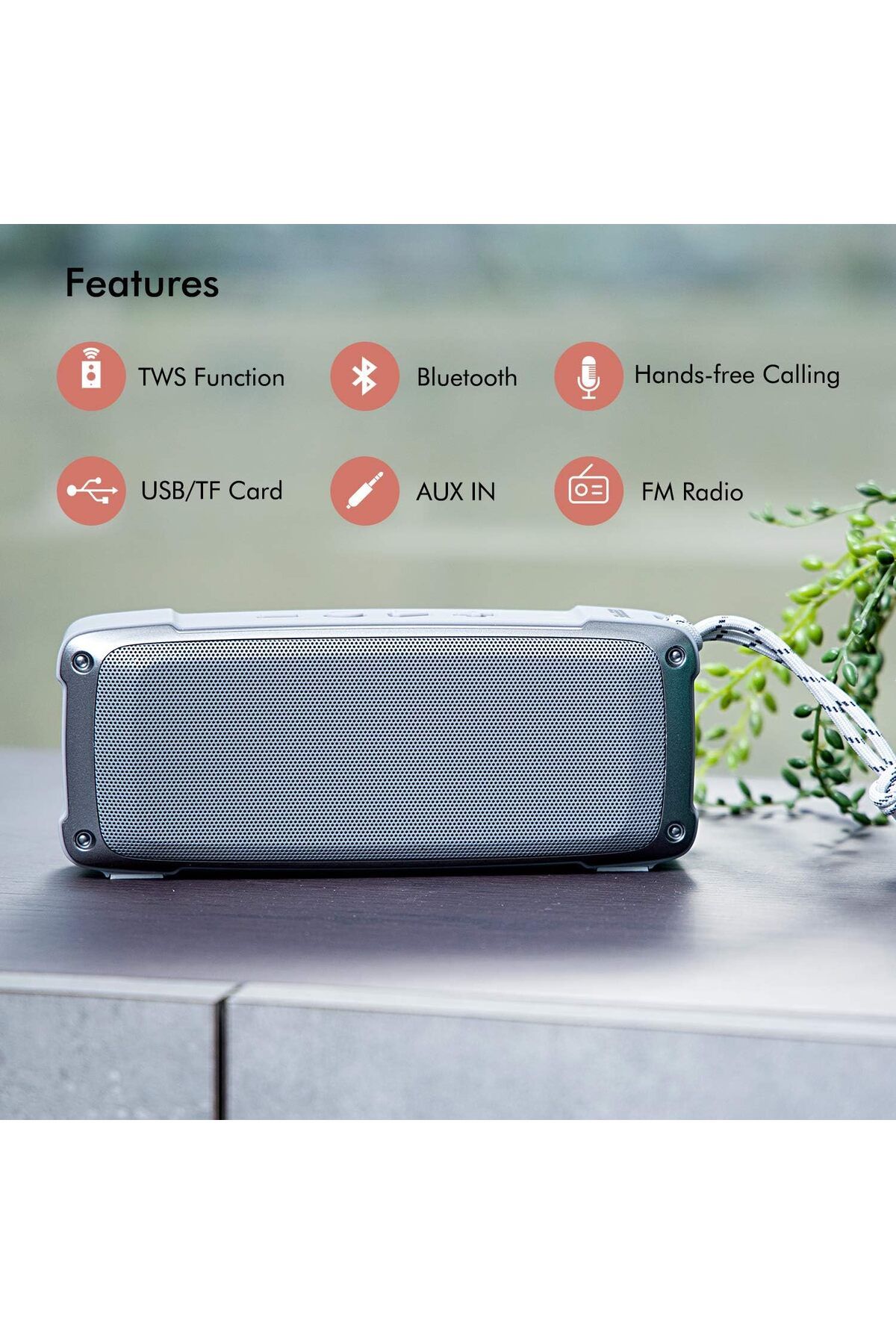 erorex-Rechargeable Portable Speaker Portable Handle With 1500 Mah Huge Battery Tws Connection And 2