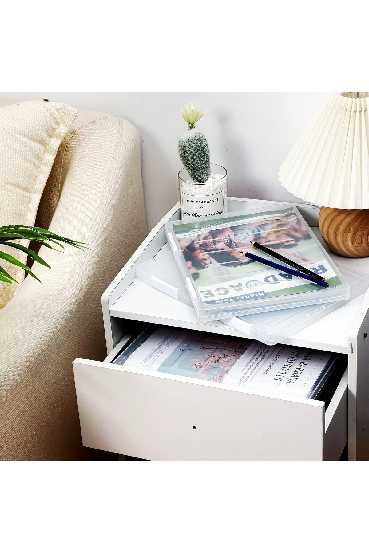 erorex-4 Pcs Portable Project Case Clear A4 File Box Transparent File Slim Cases Plastic Storage File 4