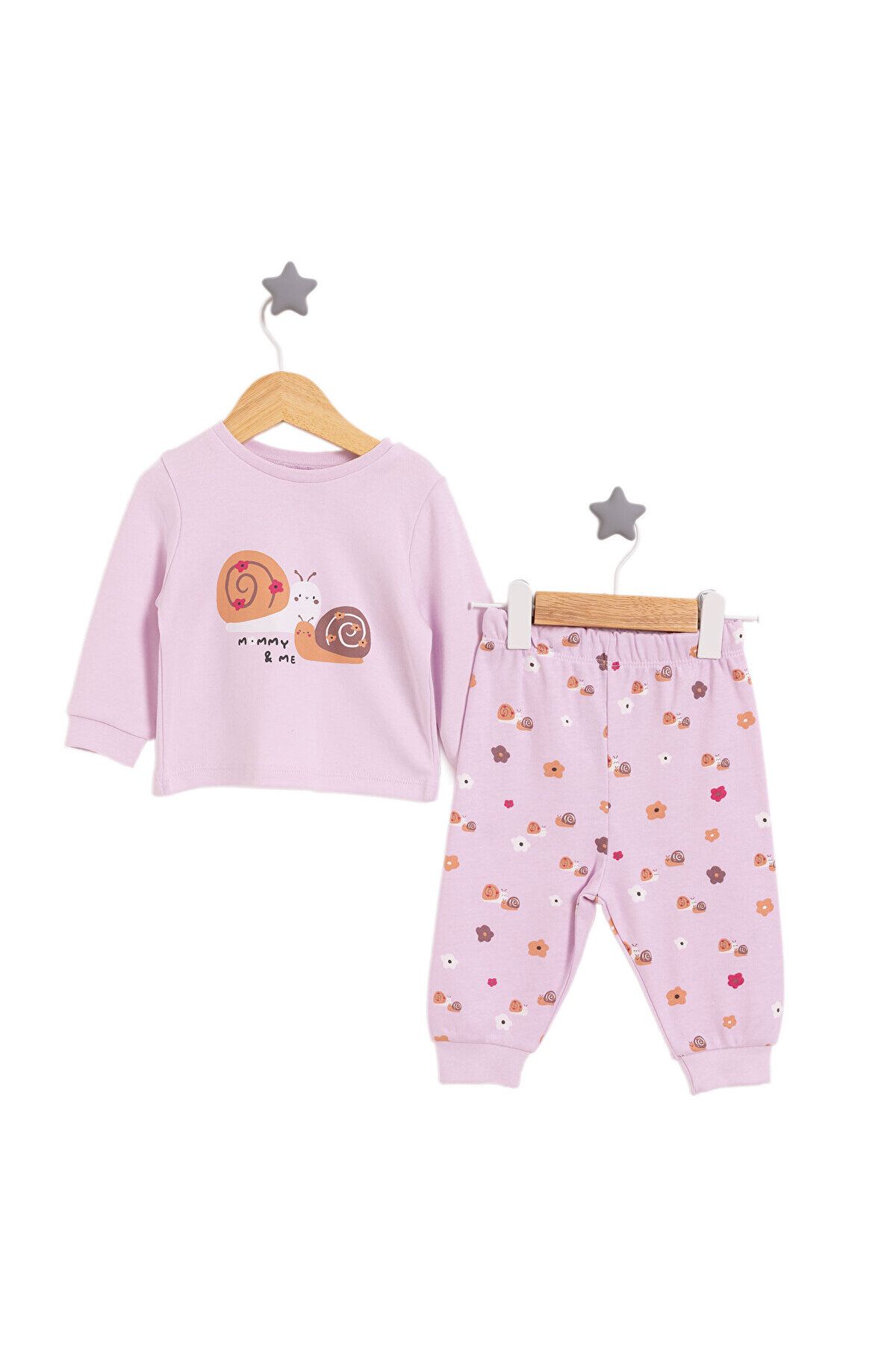 ست لباس خواب دختر بچه با طرح حلزون یقه آستین بلند لیلا ebebek Hello Baby