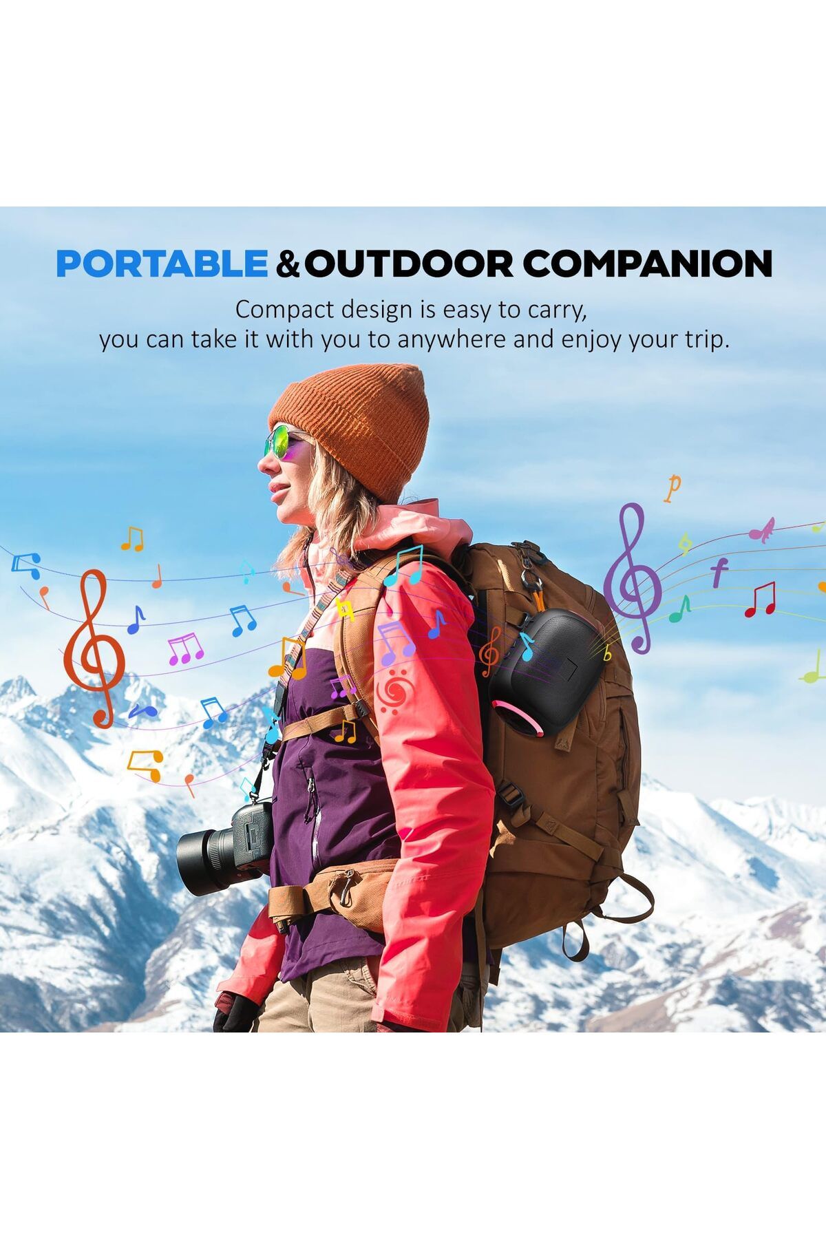 erorex-Portable Bluetooth Speaker With Led Lights 8 Hour Battery Life Tf Usb Aux Support Bluetooth 5.3 6