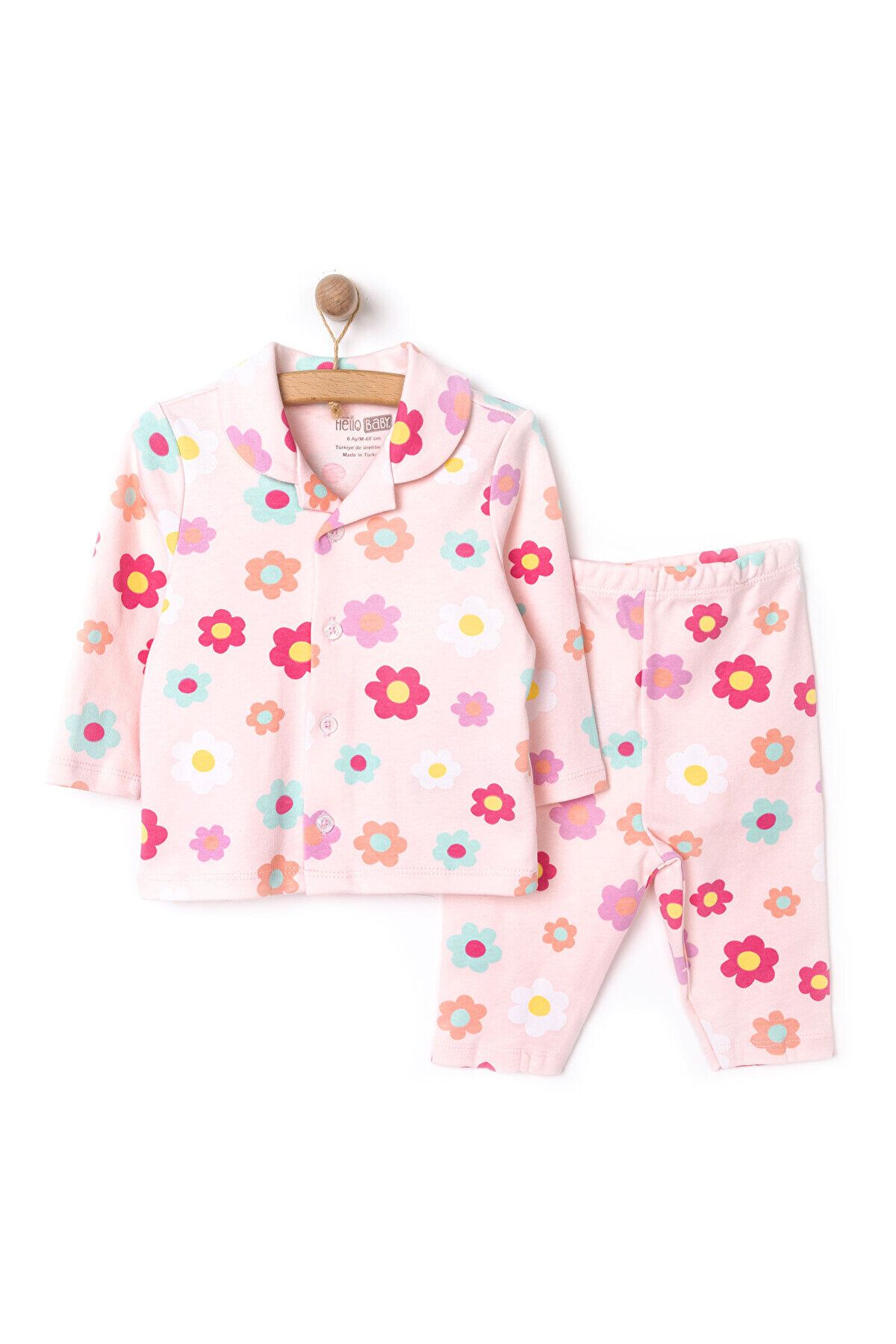 ست لباس خواب نوزاد دخترانه طرح گل یقه پیراهن HelloBaby ebebek Hello Baby